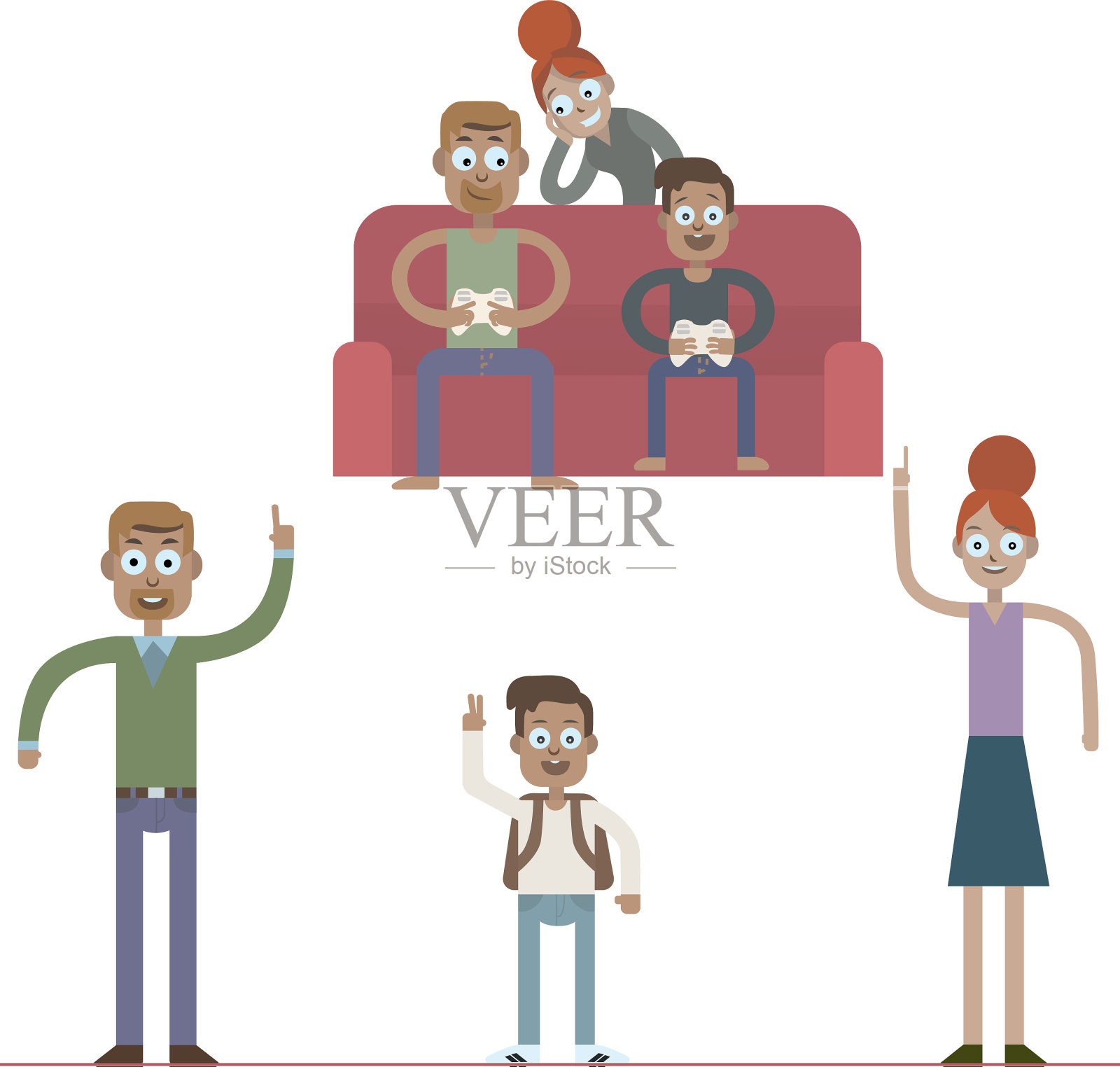 卡通家庭角色插画图片素材