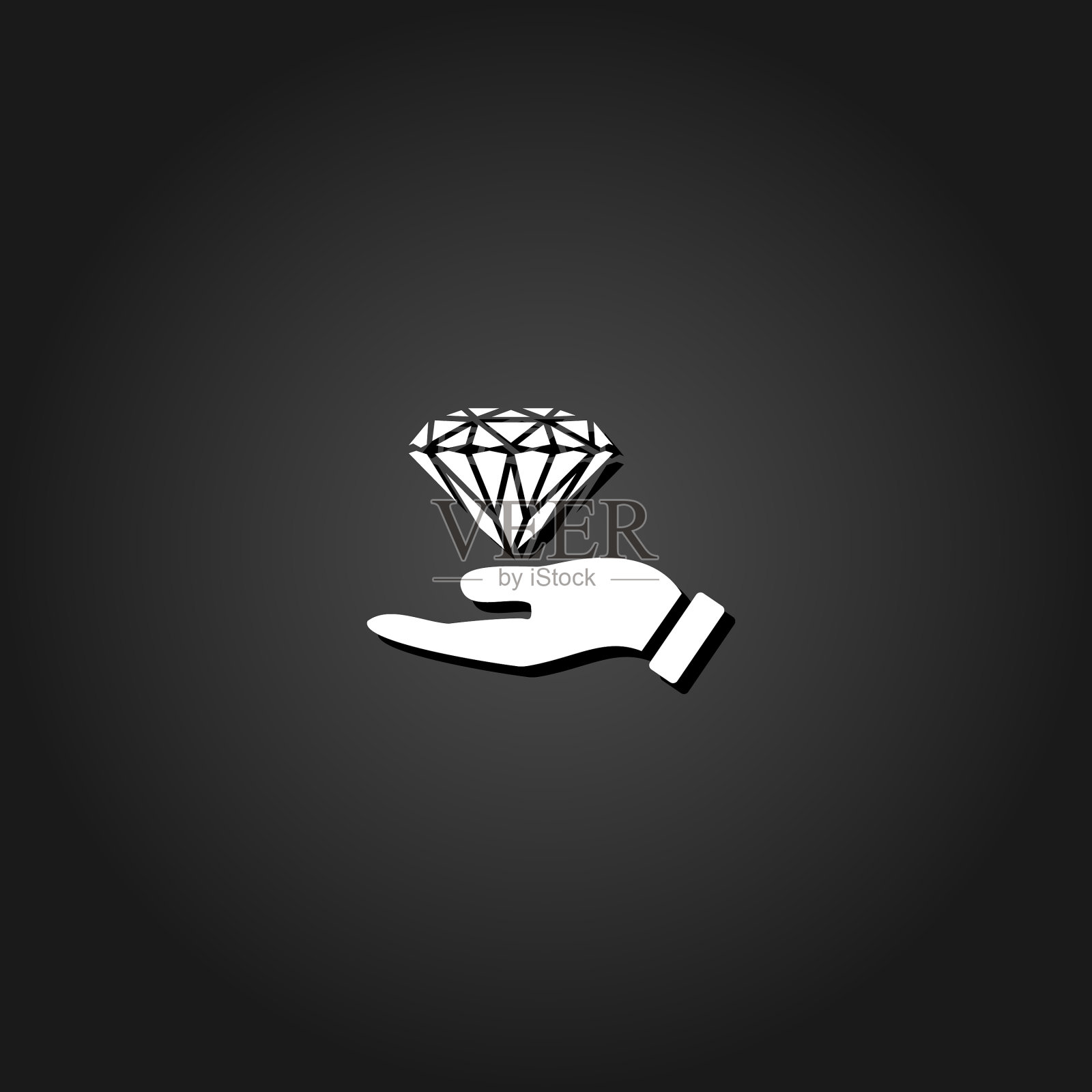 手和钻石图标平插画图片素材