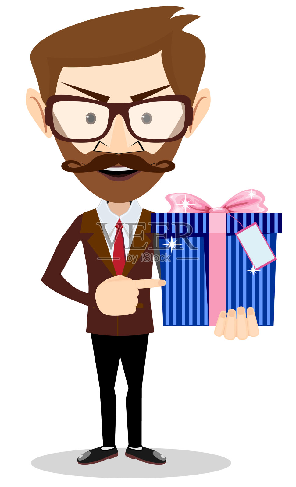 一个商人给了一个礼物包裹插画图片素材