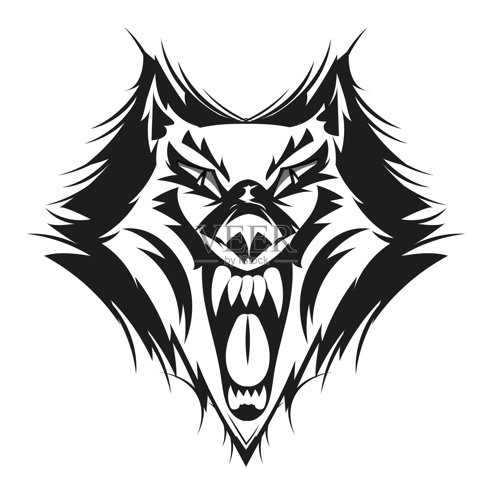 凶猛的狼脸插画图片素材