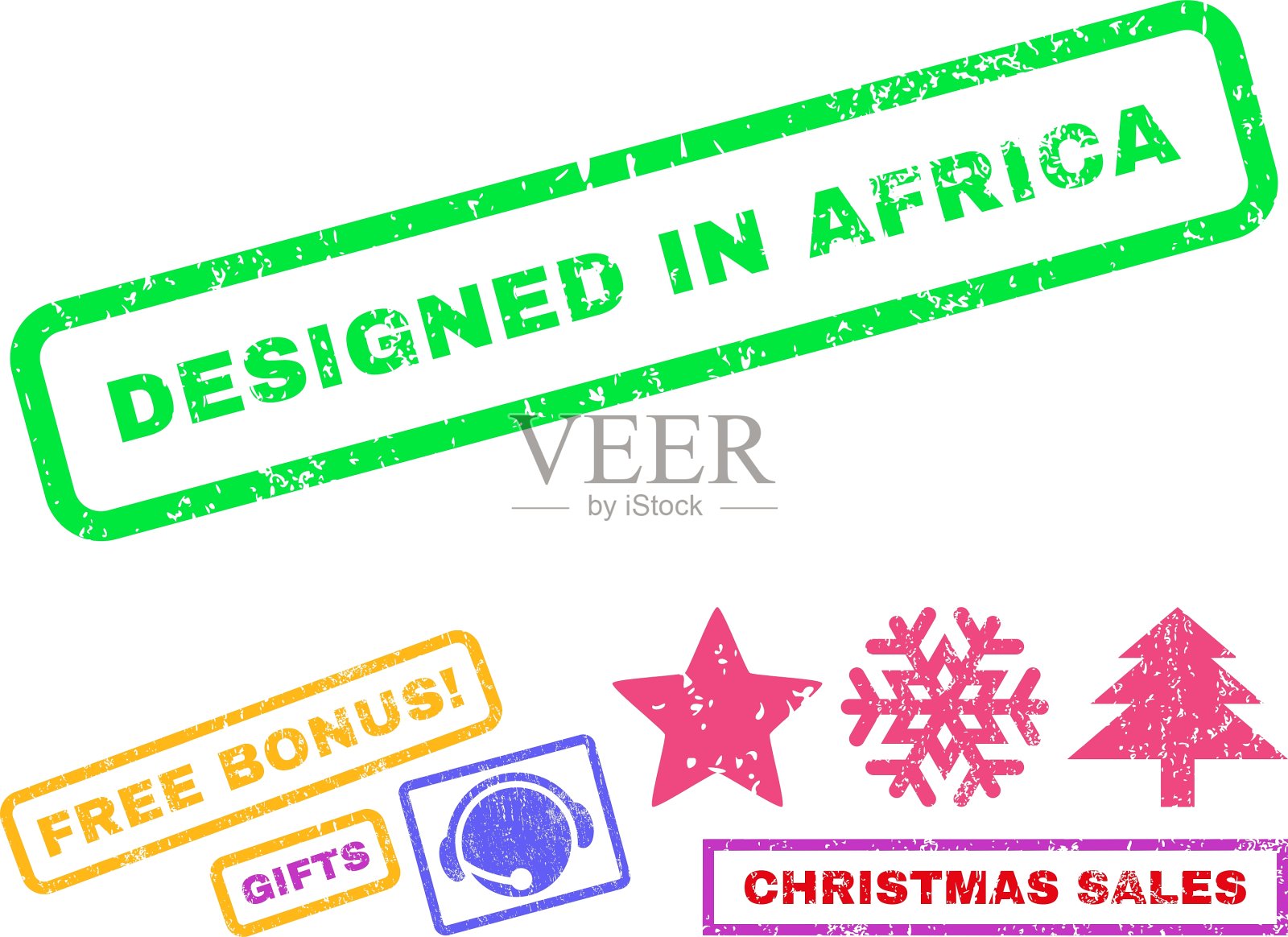 在非洲设计橡皮图章插画图片素材