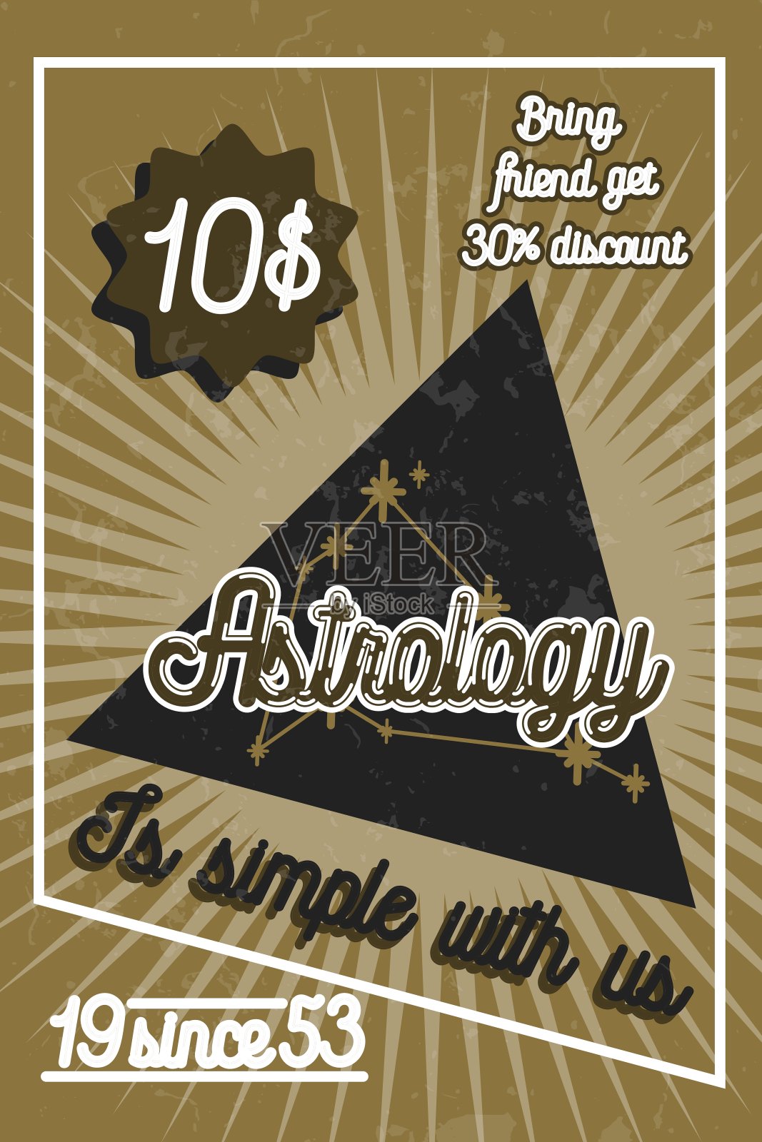 彩色复古占星海报插画图片素材