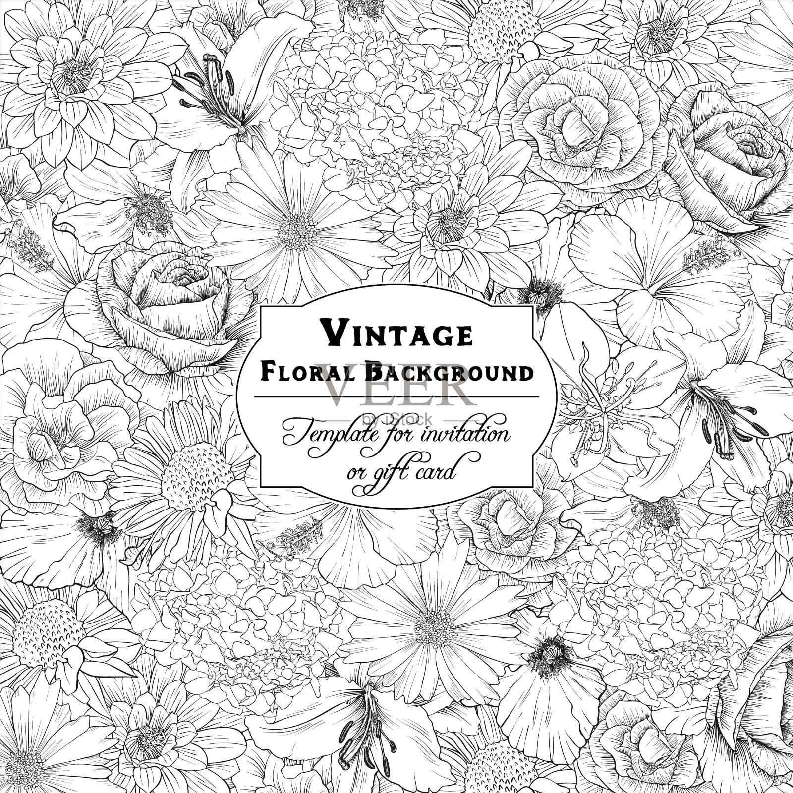 古董花组成插画图片素材