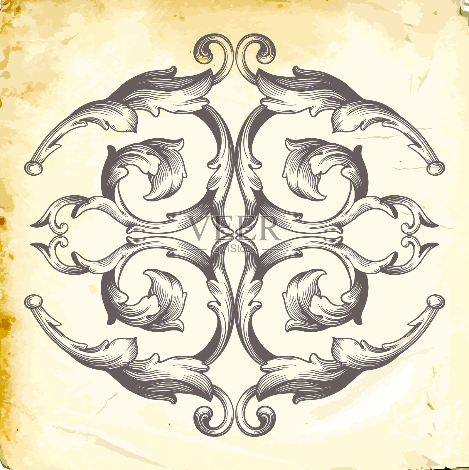 巴洛克复古元素的设计插画图片素材