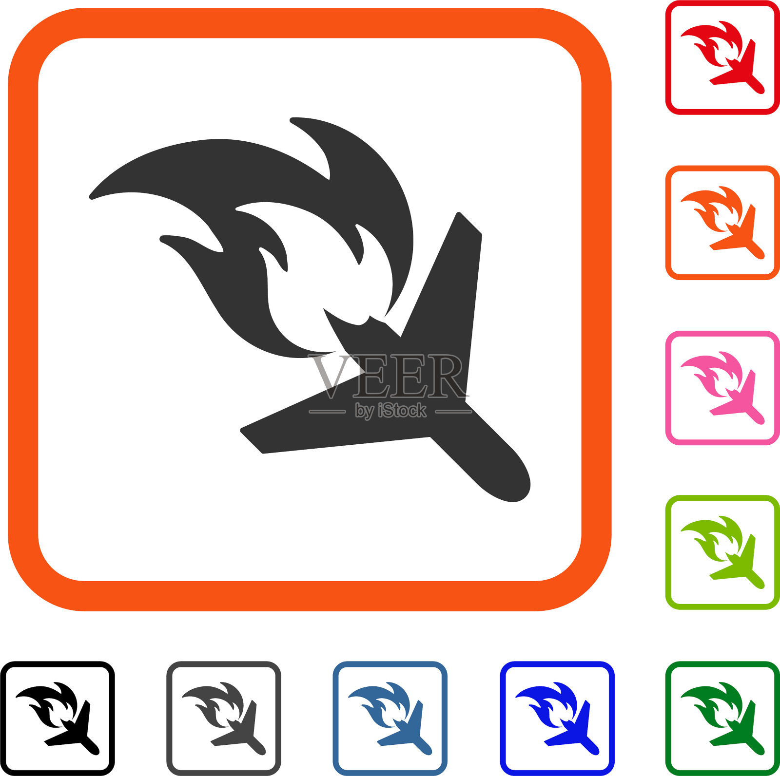 飞机火灾框图标图标素材