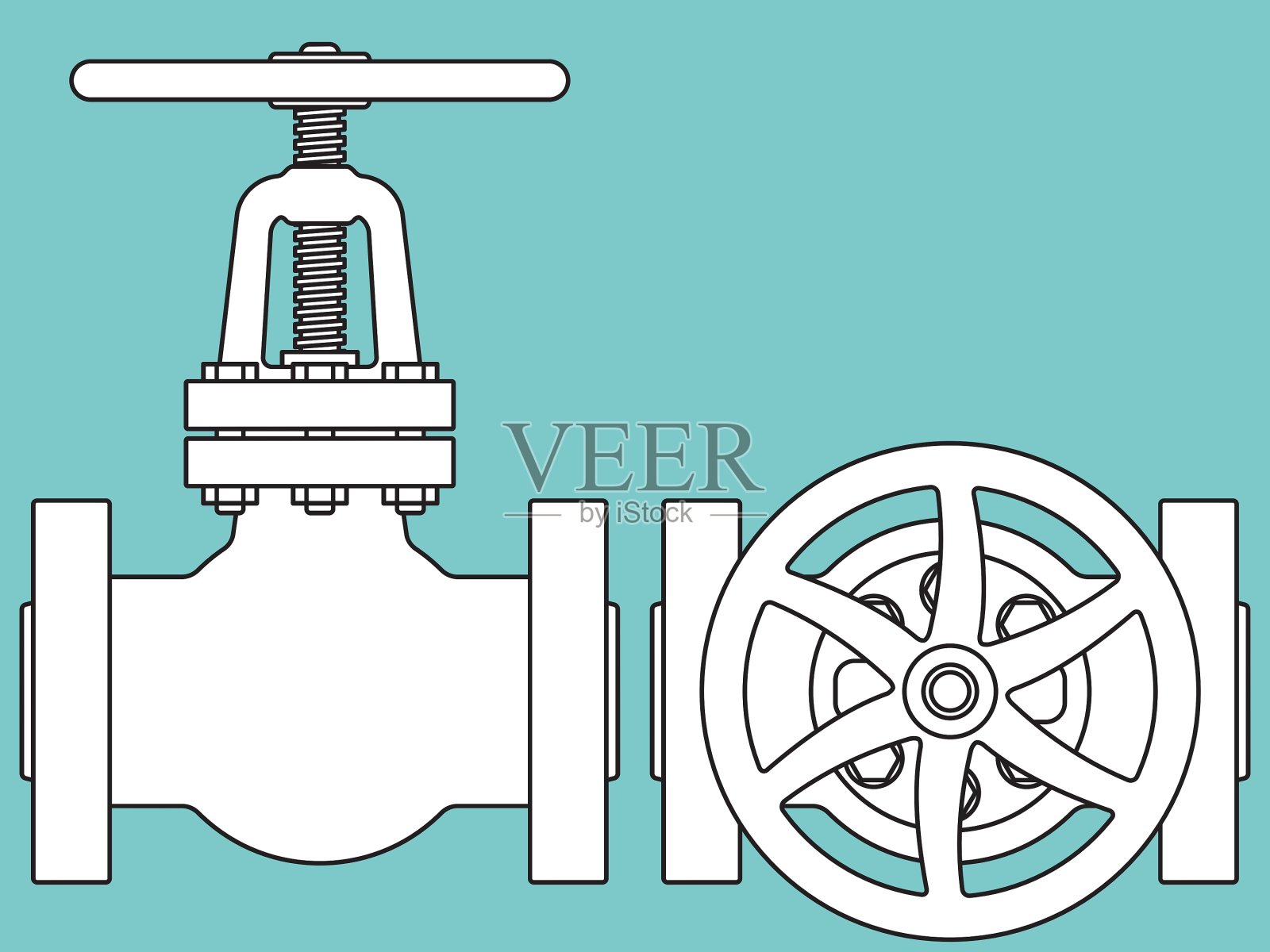 阀门顶部和侧面插画图片素材