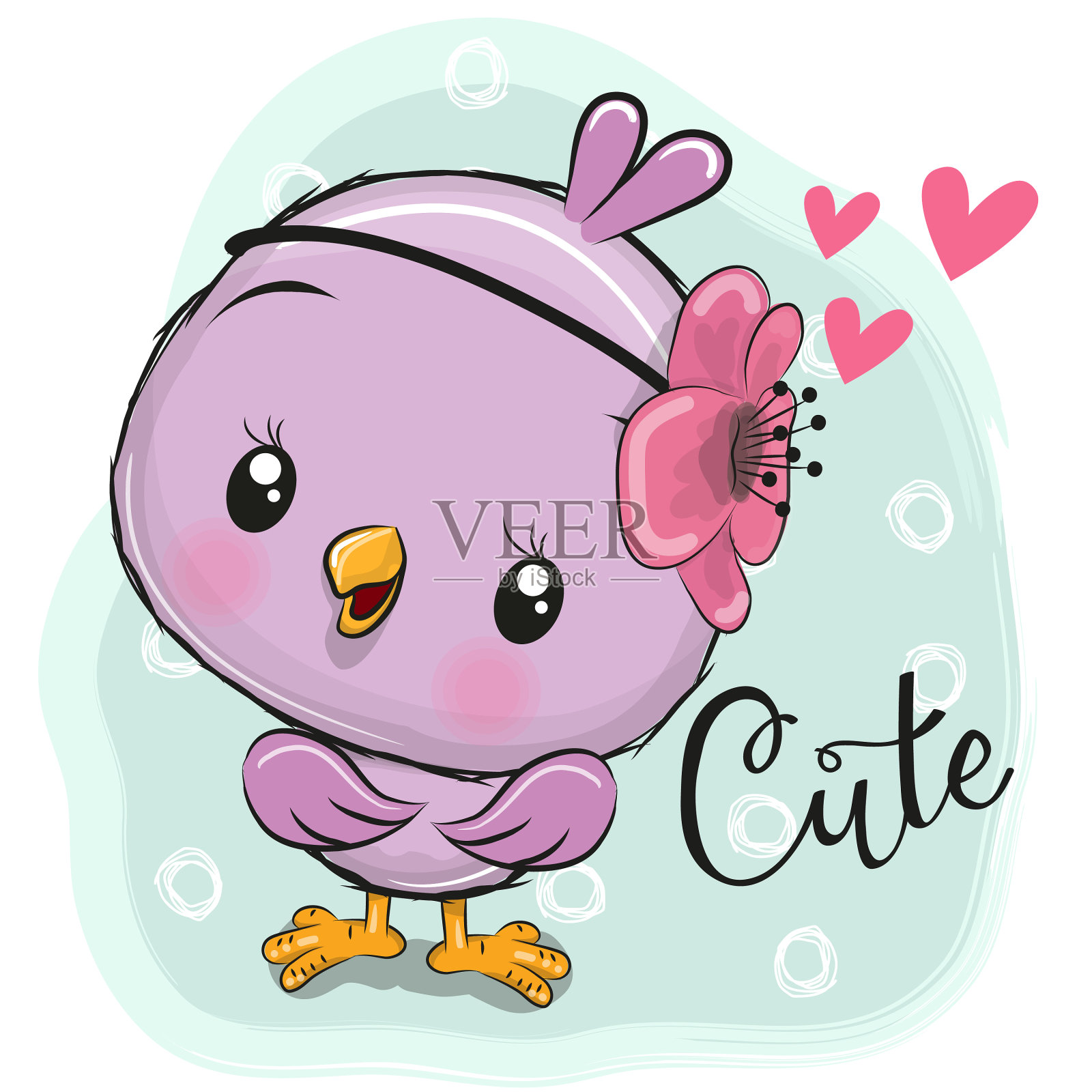 蓝色背景上的可爱小妞设计元素图片