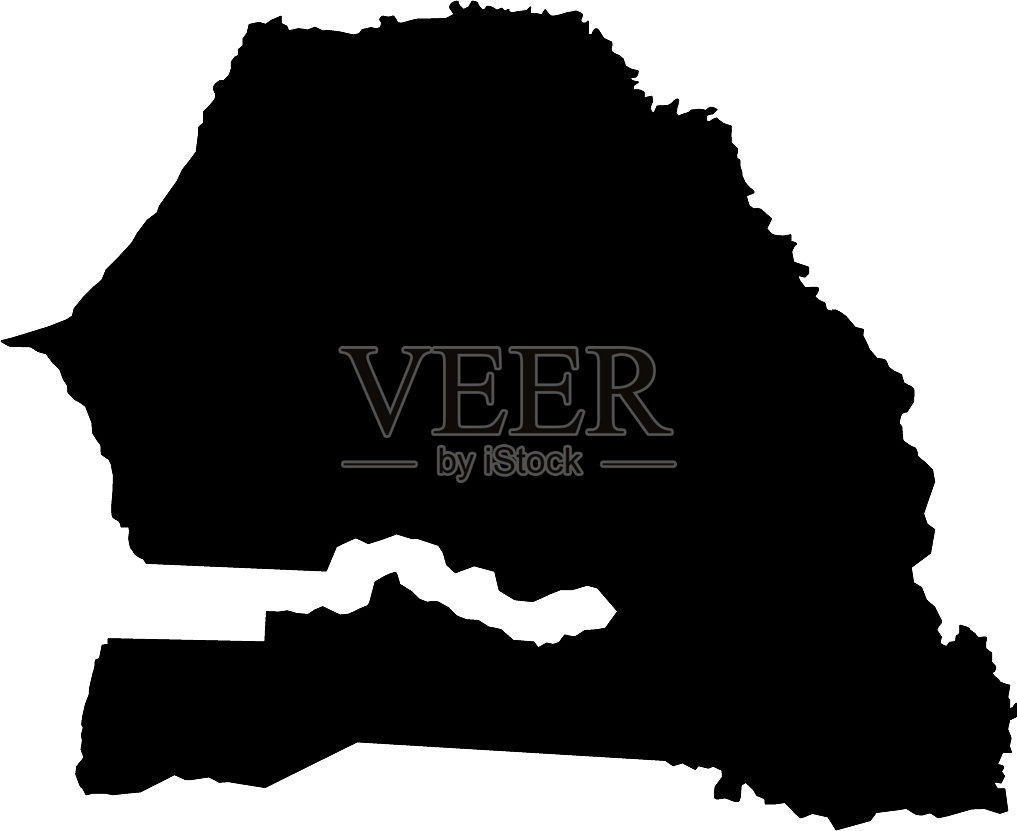 塞内加尔的黑色轮廓国家边界地图插画图片素材