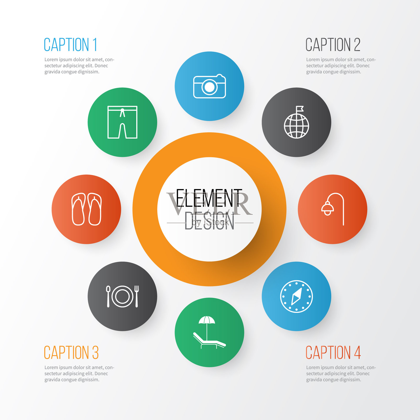 旅行图标集合基本方向图标素材