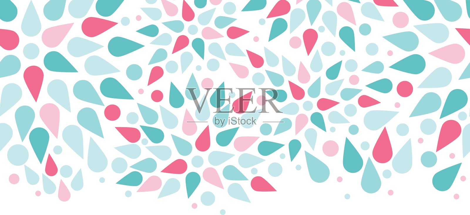 抽象的彩色水滴水平无缝插画图片素材