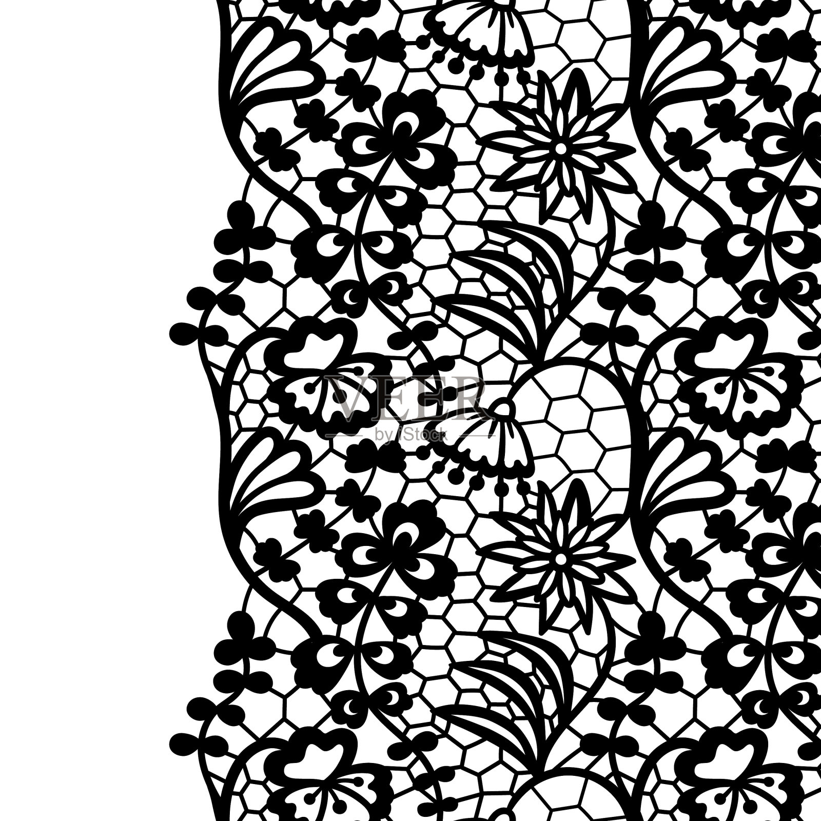 无缝花边边界邀请卡插画图片素材