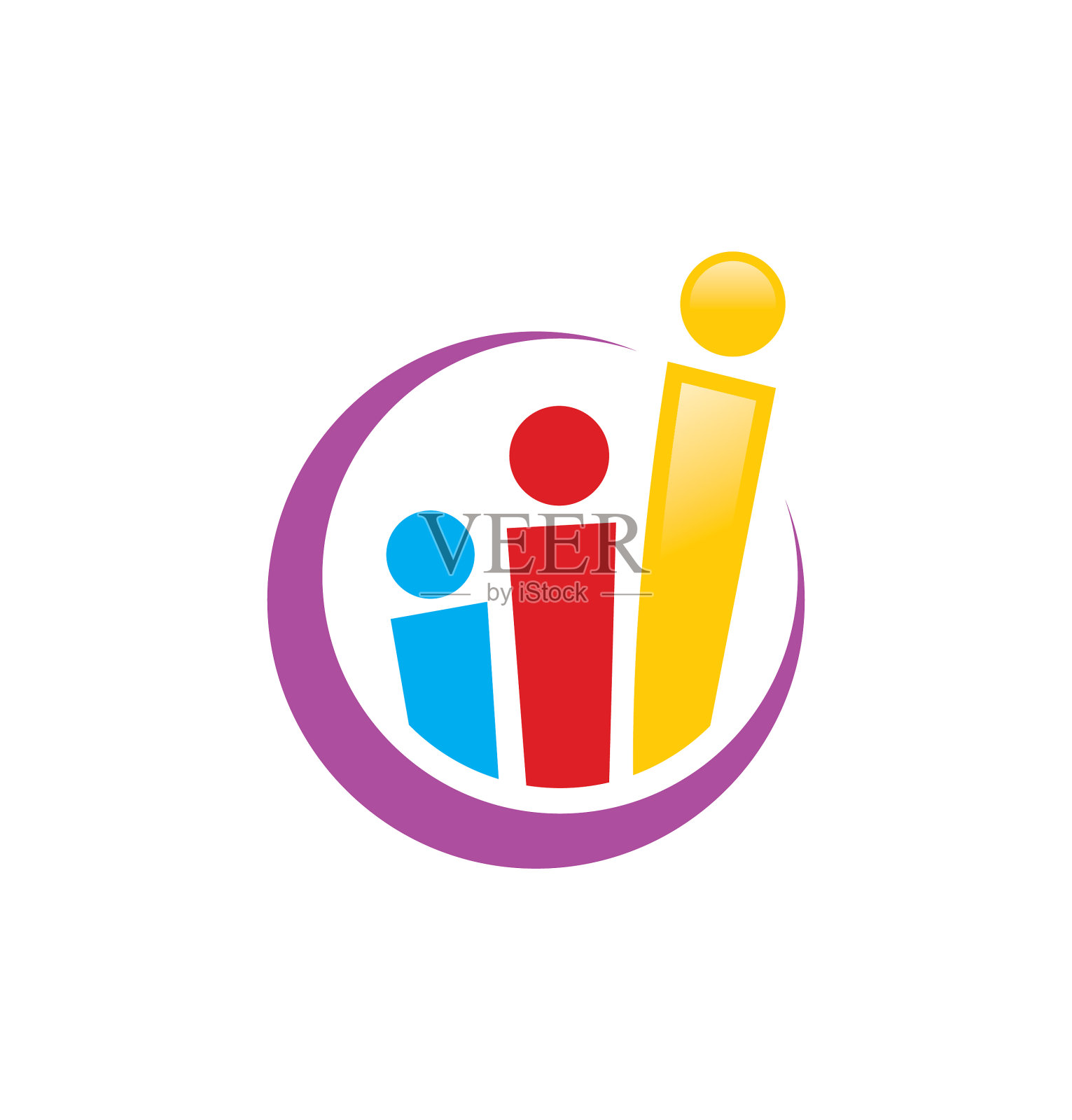 人们团体社区儿童彩色标志设计元素图片