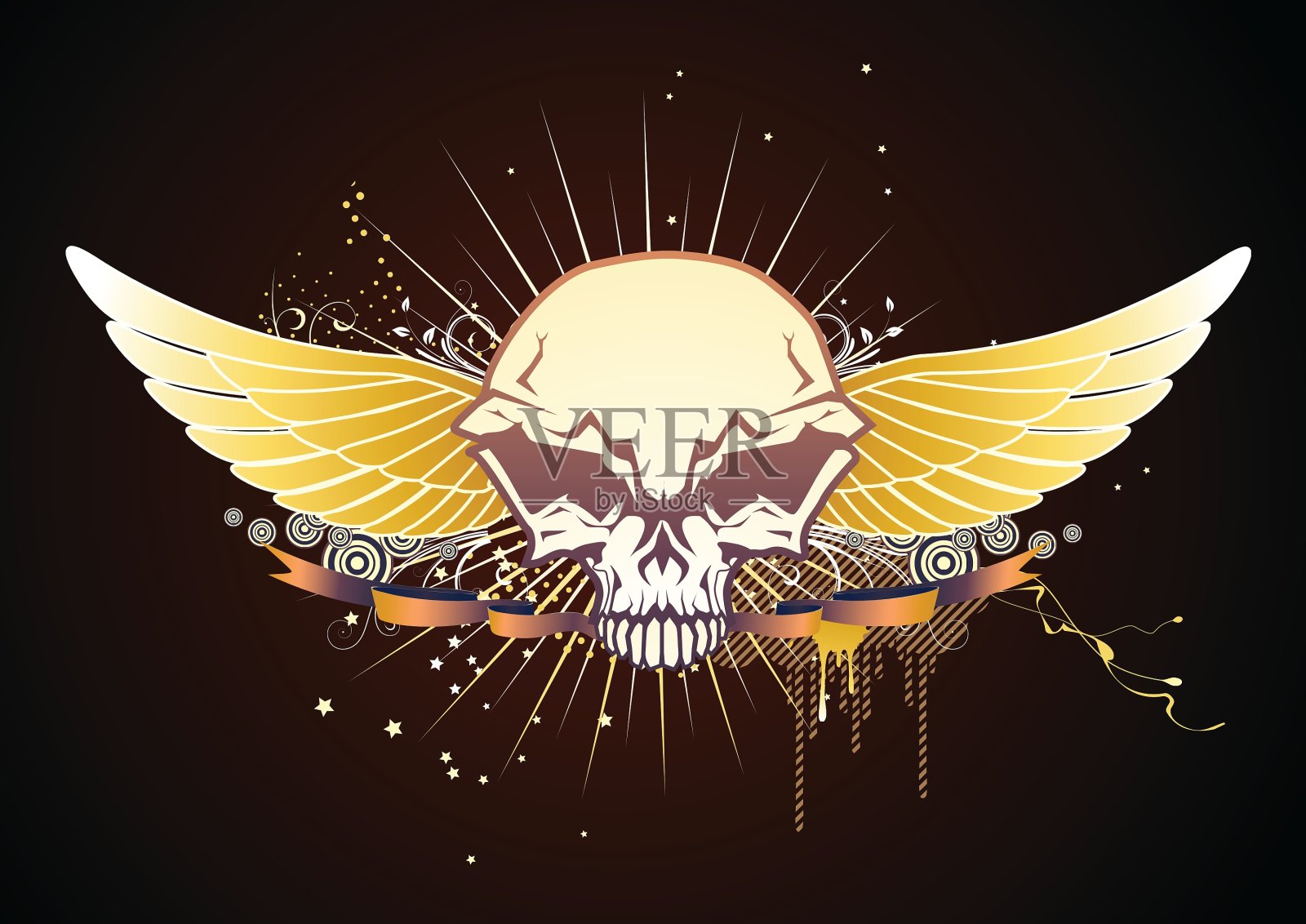 头骨有翼的象征插画图片素材