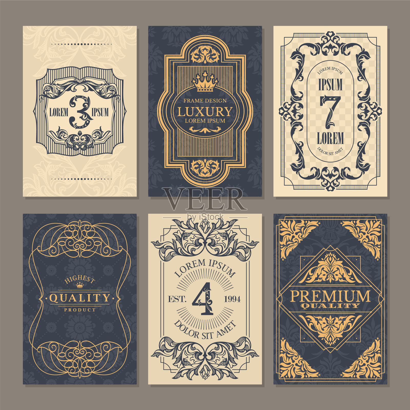 书法复古花卉卡片收集插画图片素材