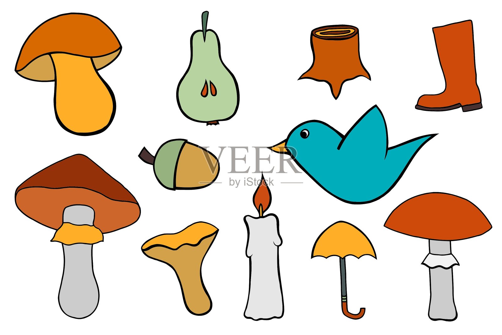 秋天的设置插画图片素材