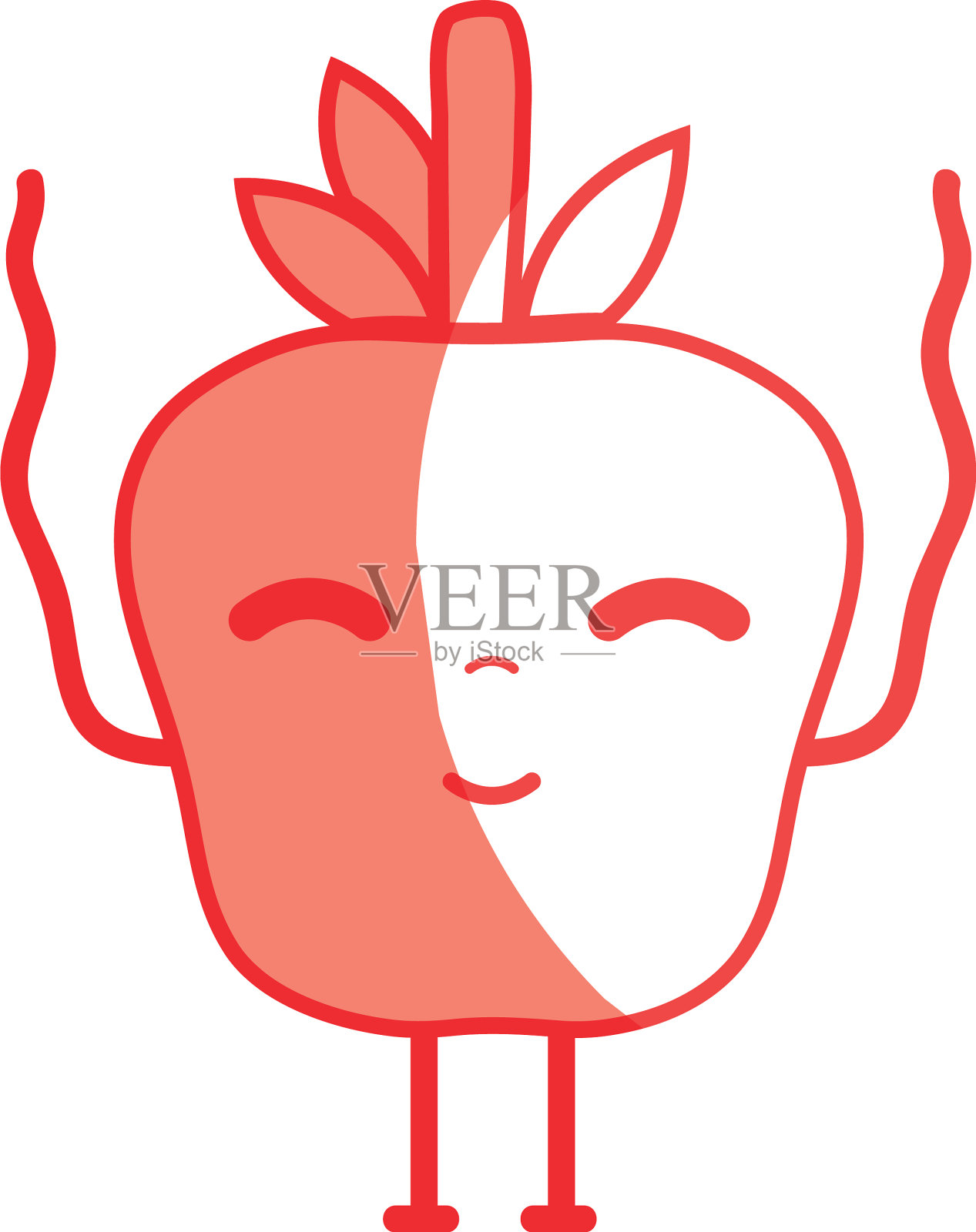 剪影卡哇伊可爱快乐的苹果水果插画图片素材