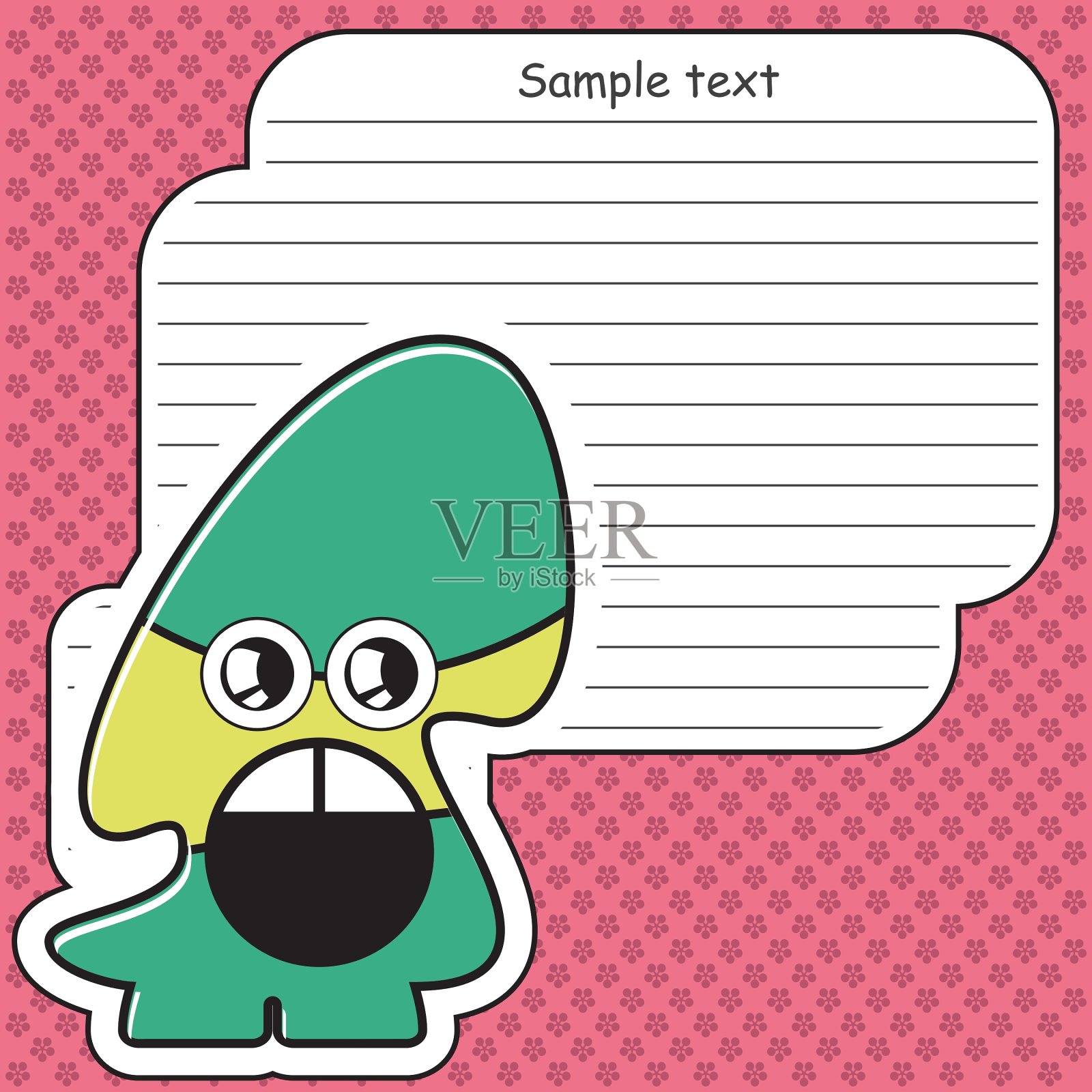 卡通怪兽与信息云插画图片素材