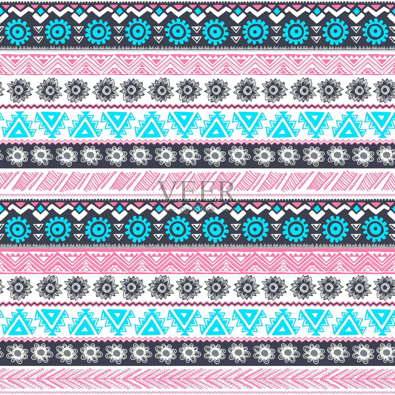 部落复古民族图案无缝衔接插画图片素材