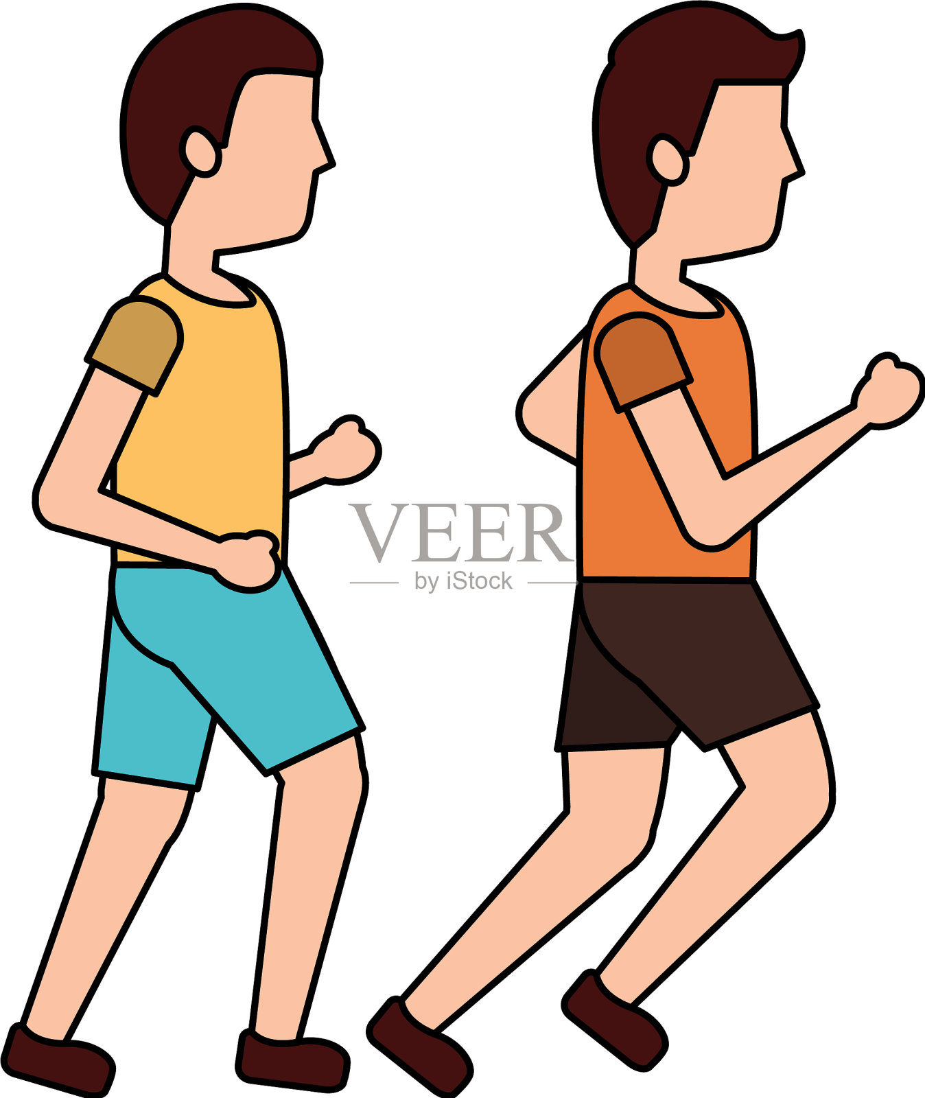 跑步或慢跑的人头像图标形象设计元素图片