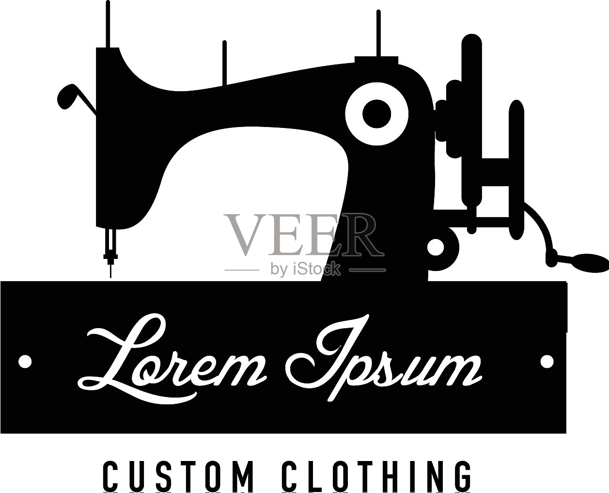 老式缝纫机标志插画图片素材