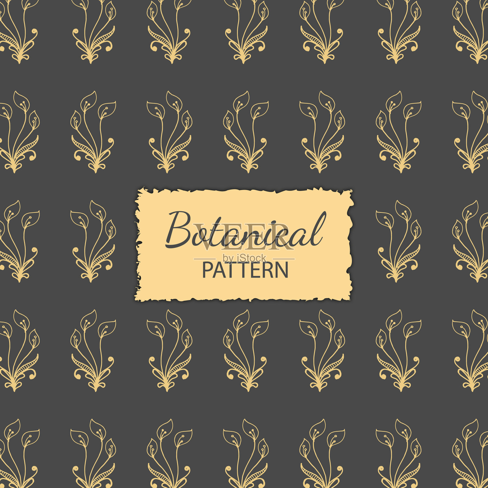 手绘植物图案背景插画图片素材