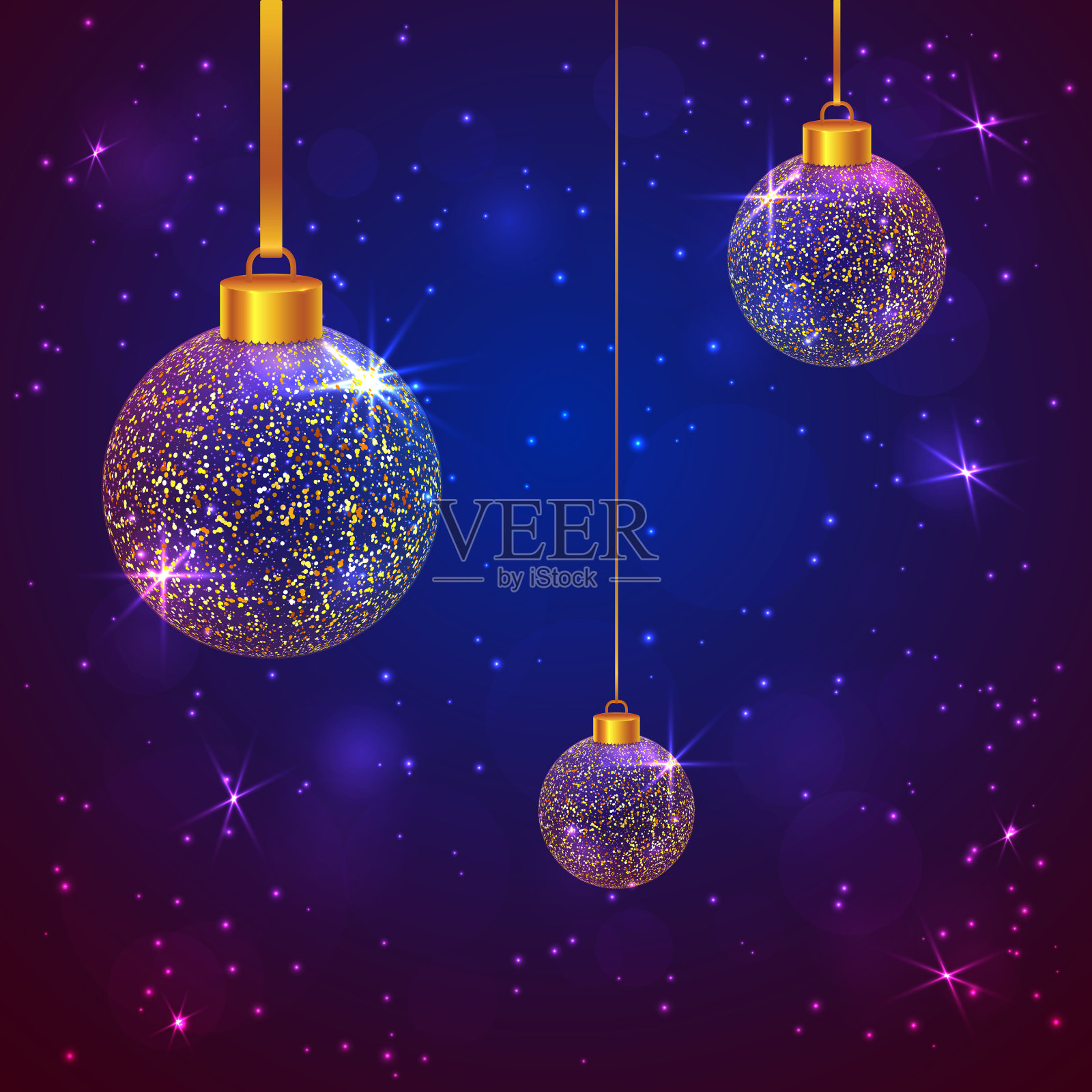 一套3闪闪发光的圣诞球插画图片素材