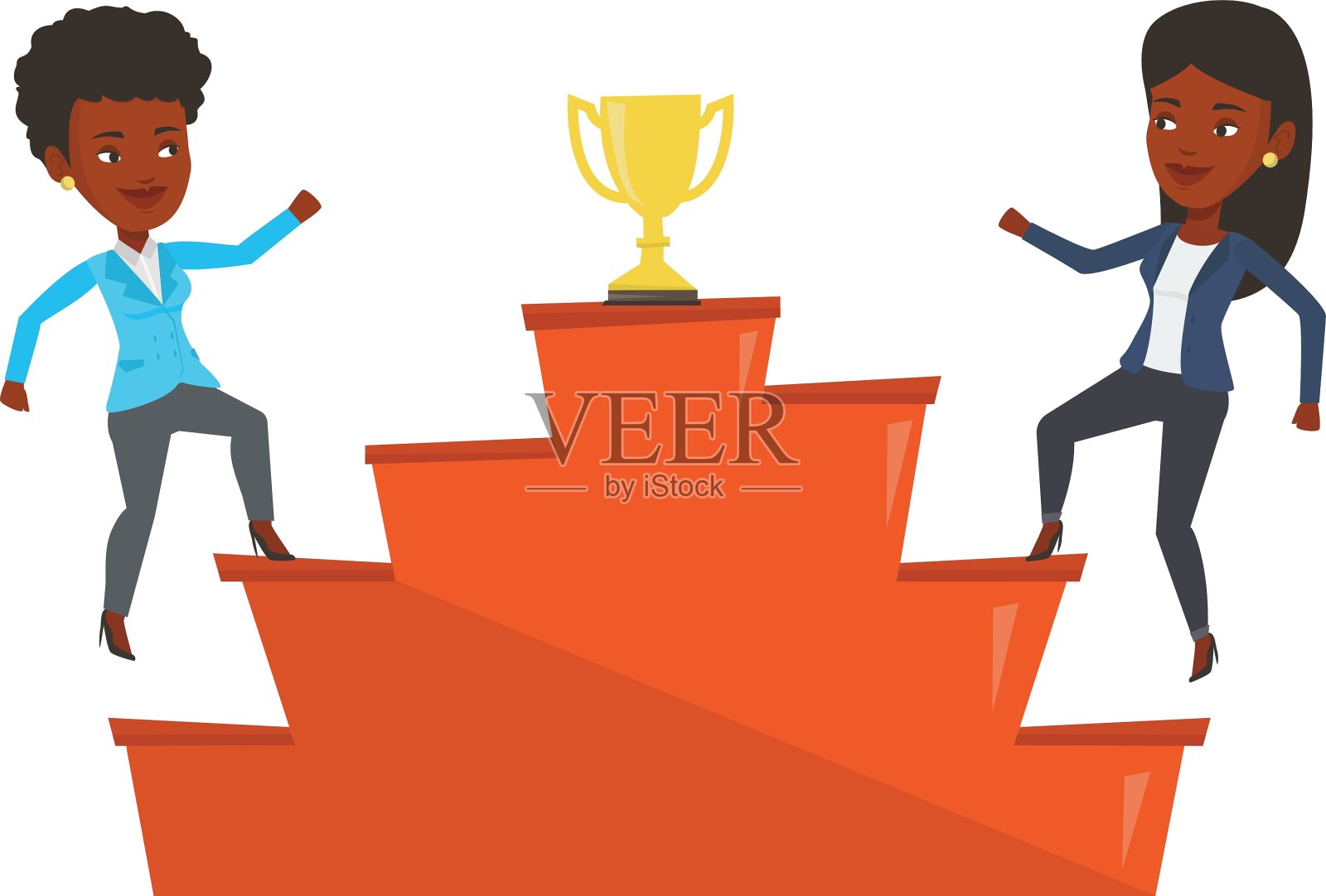 两名女性竞争商业奖项插画图片素材