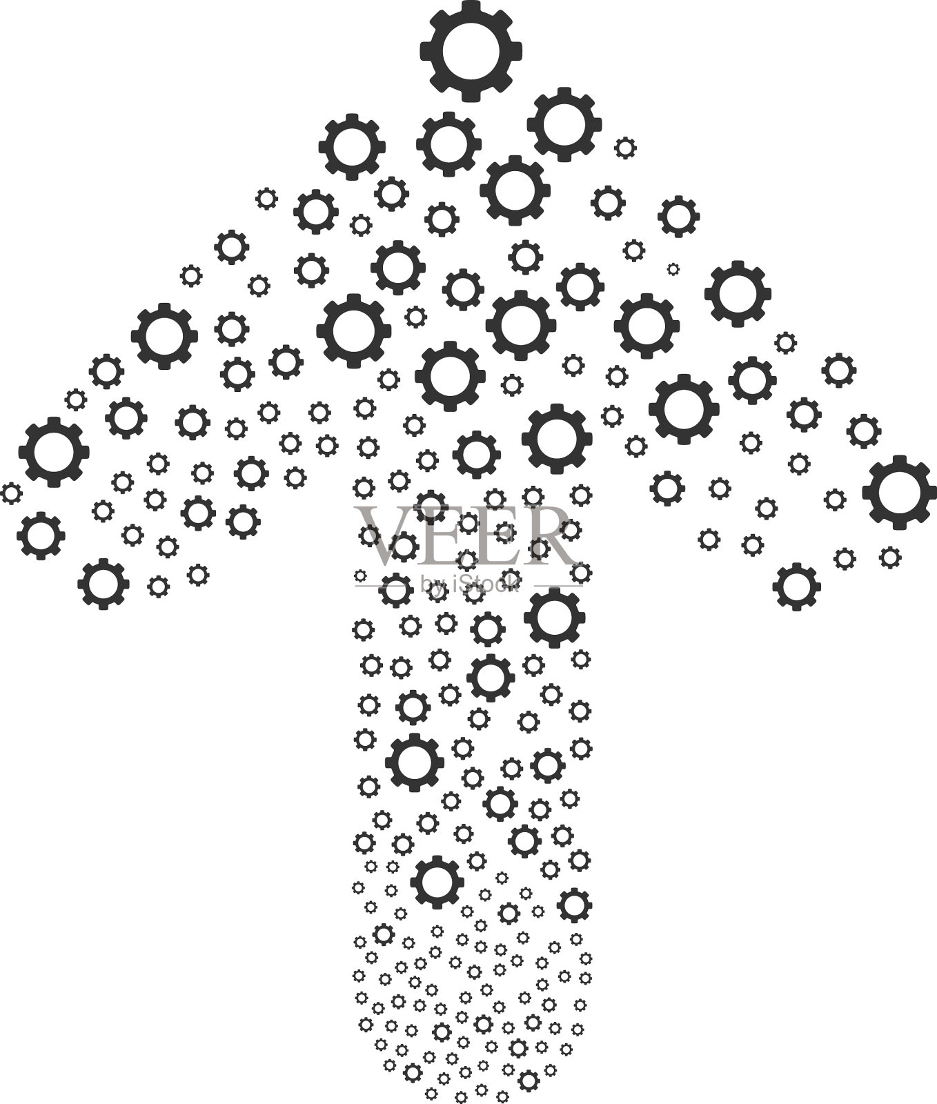 向前运动箭头形状与齿轮插画图片素材