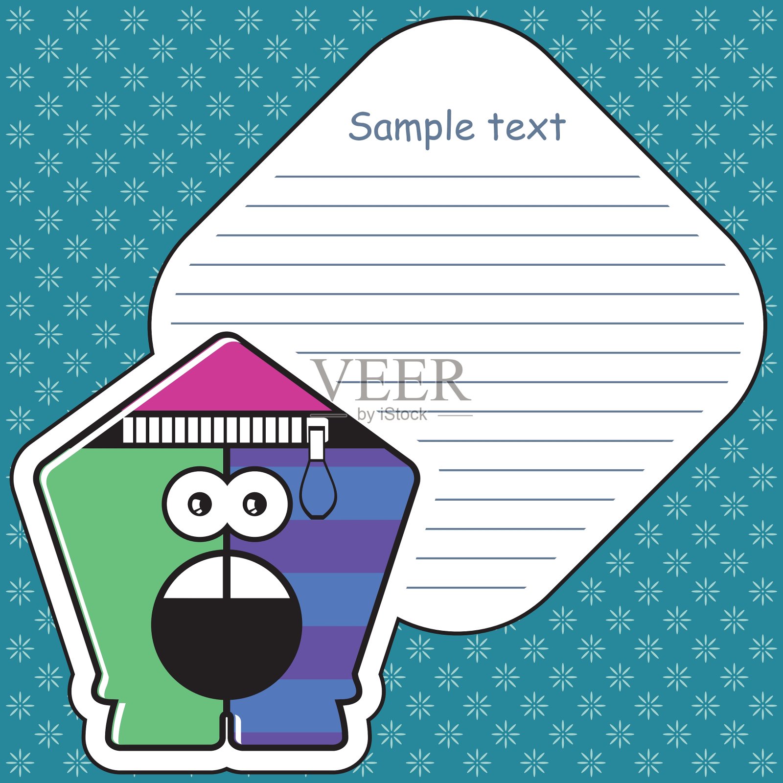 卡通怪兽与信息云插画图片素材