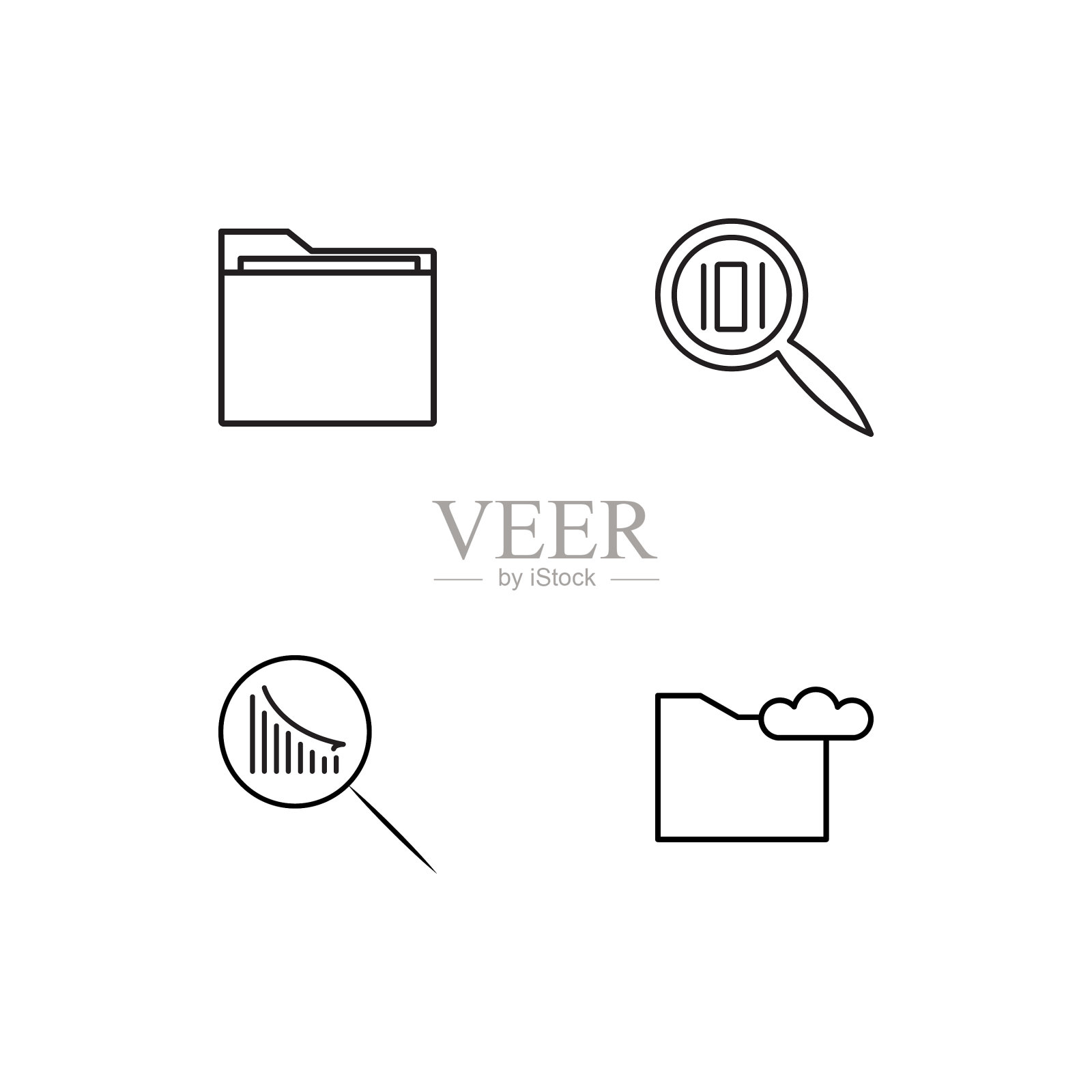 Seo和营销线性图标设置简单的轮廓图标素材