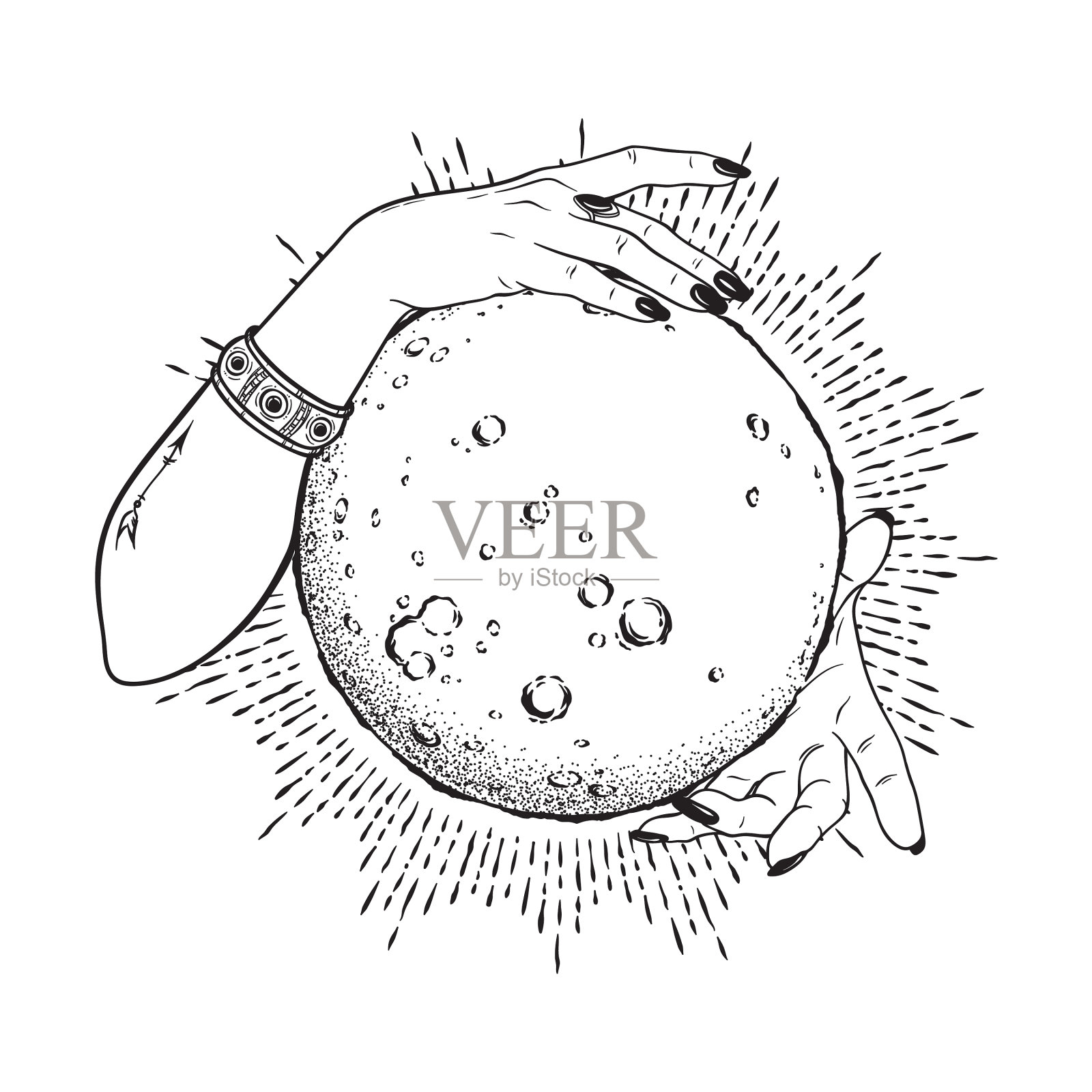 满月在算命先生手中设计元素图片