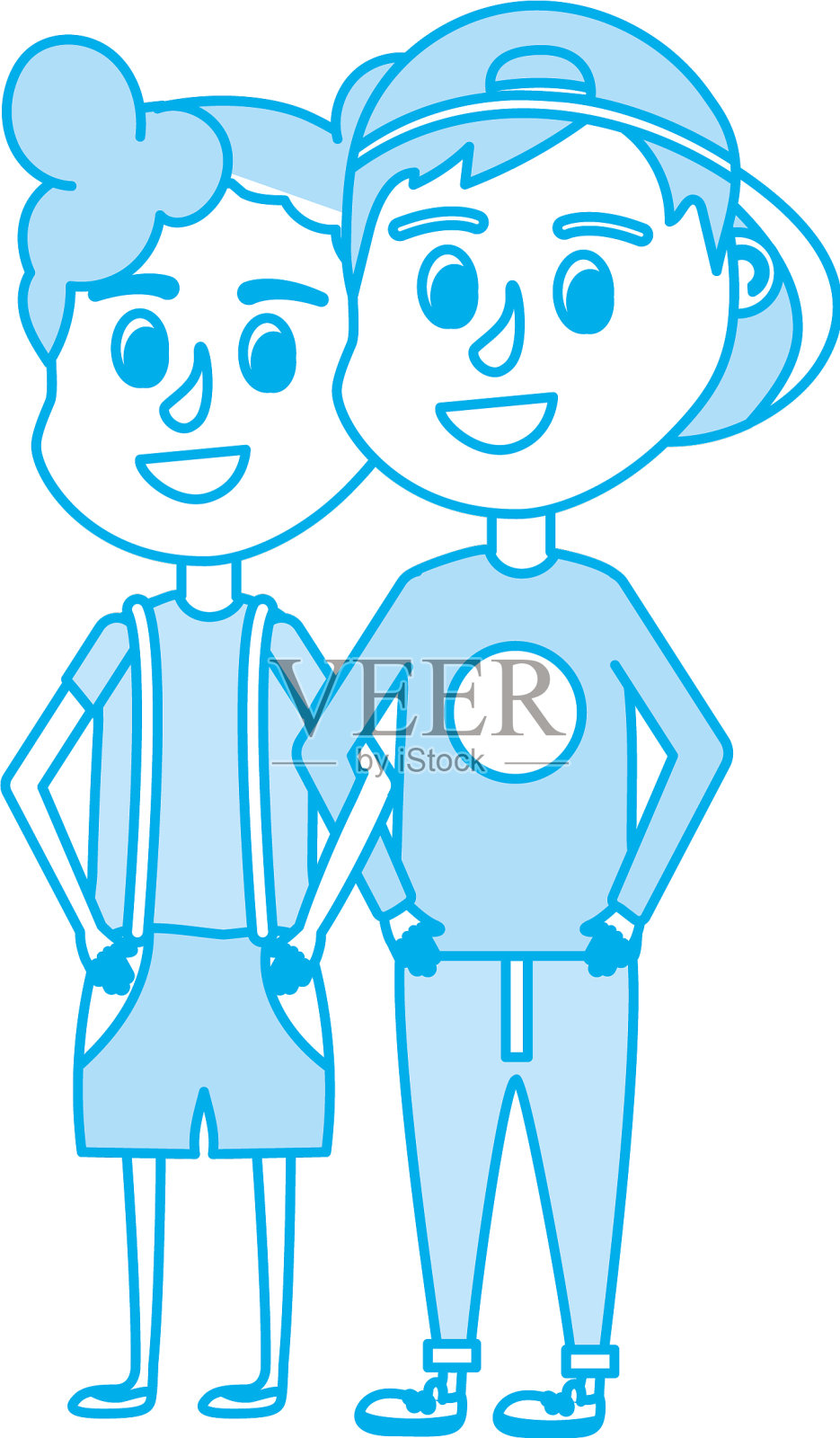 孤立的男孩和女孩设计设计元素图片