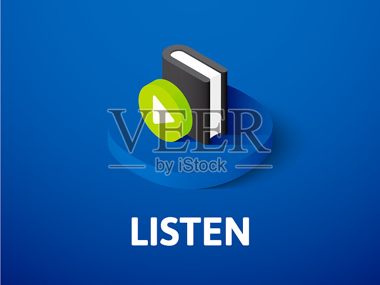 听等距图标孤立的颜色插画图片素材