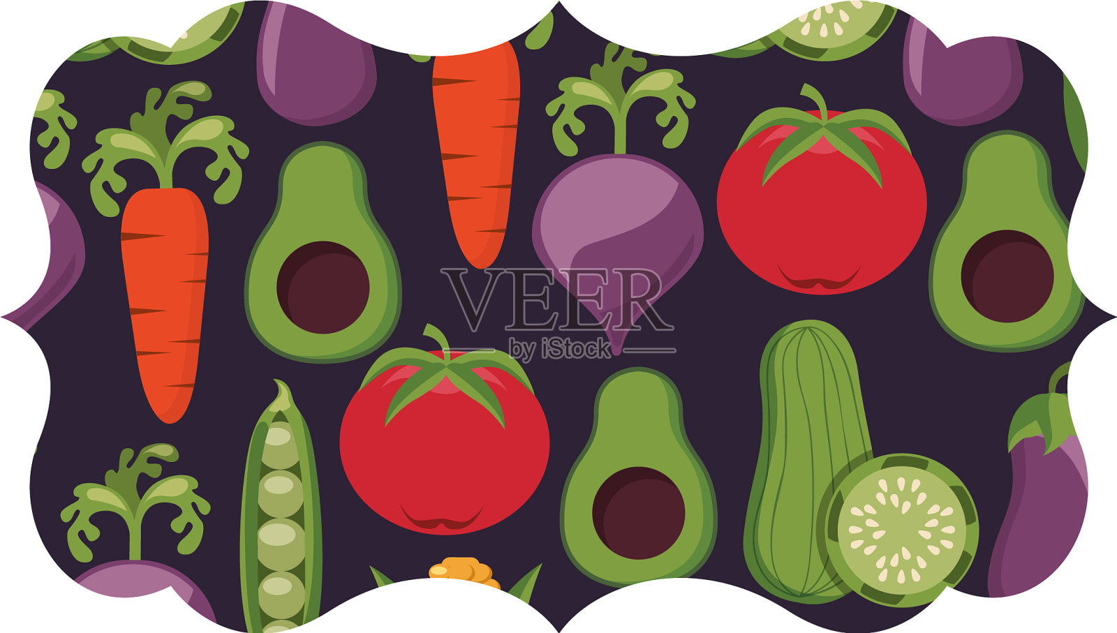 框架与水果和蔬菜图案设计元素图片