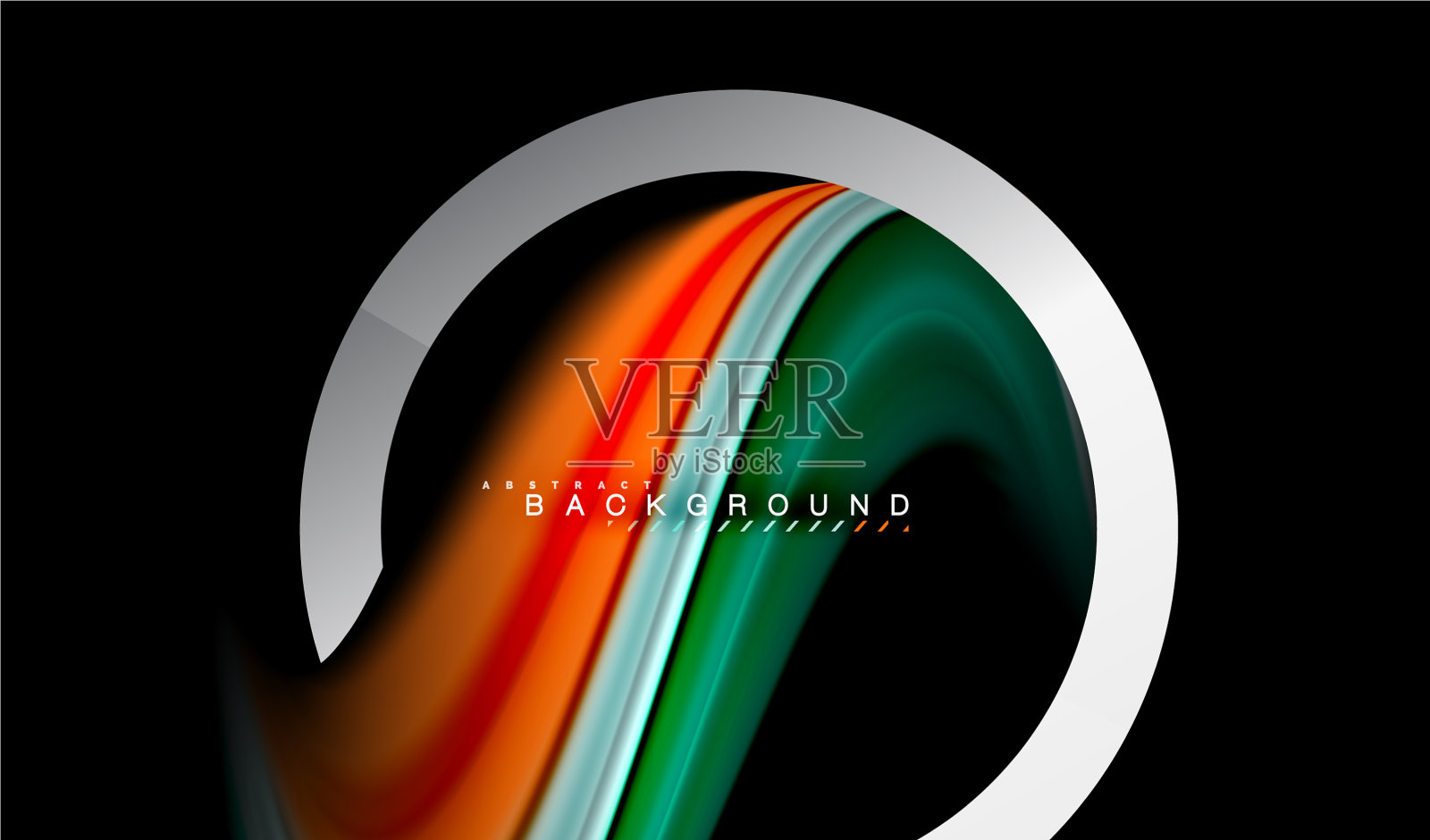 彩虹流体颜色波和金属几何插画图片素材