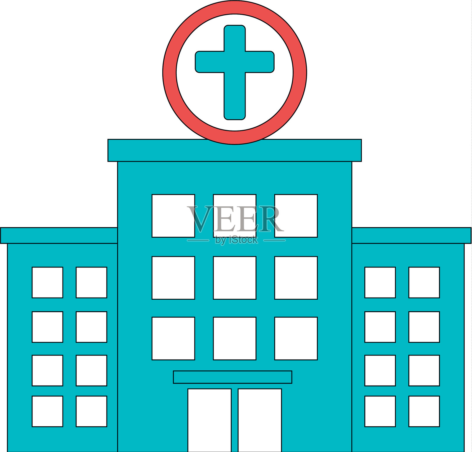 医院建筑孤立图标插画图片素材