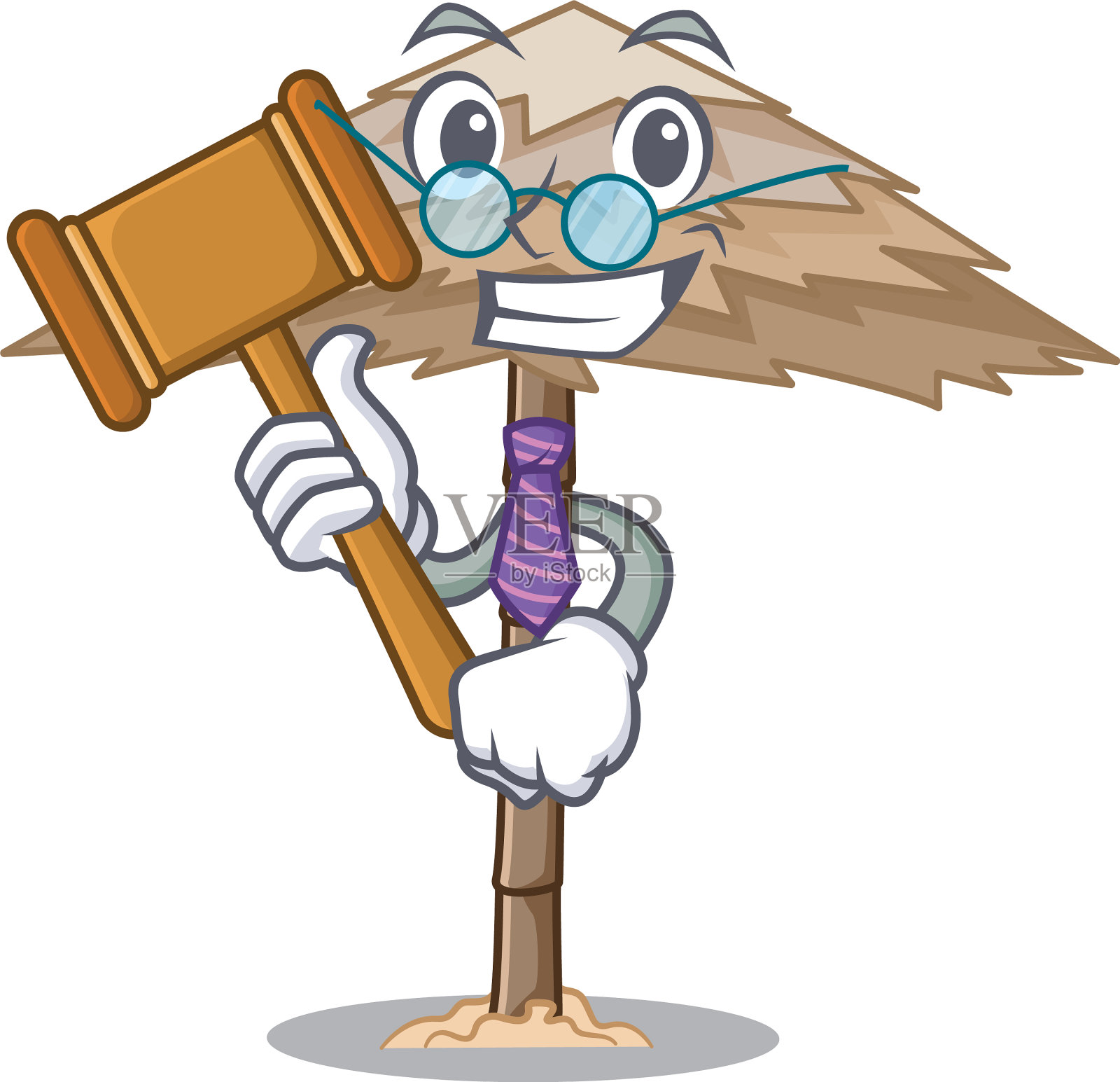 评判美丽的海滩庇护所沙孤立插画图片素材