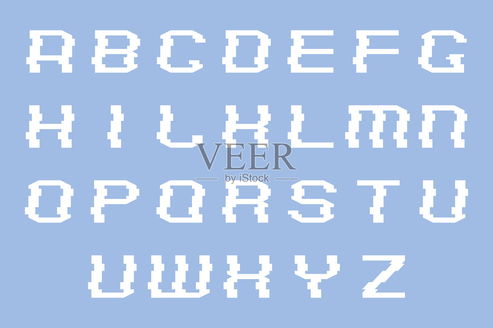 Glitch字体字母字母表插画图片素材