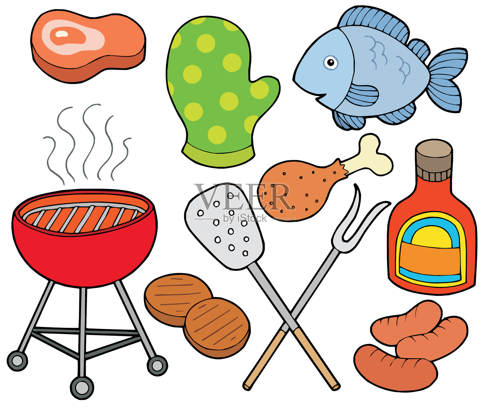 烧烤集合插画图片素材
