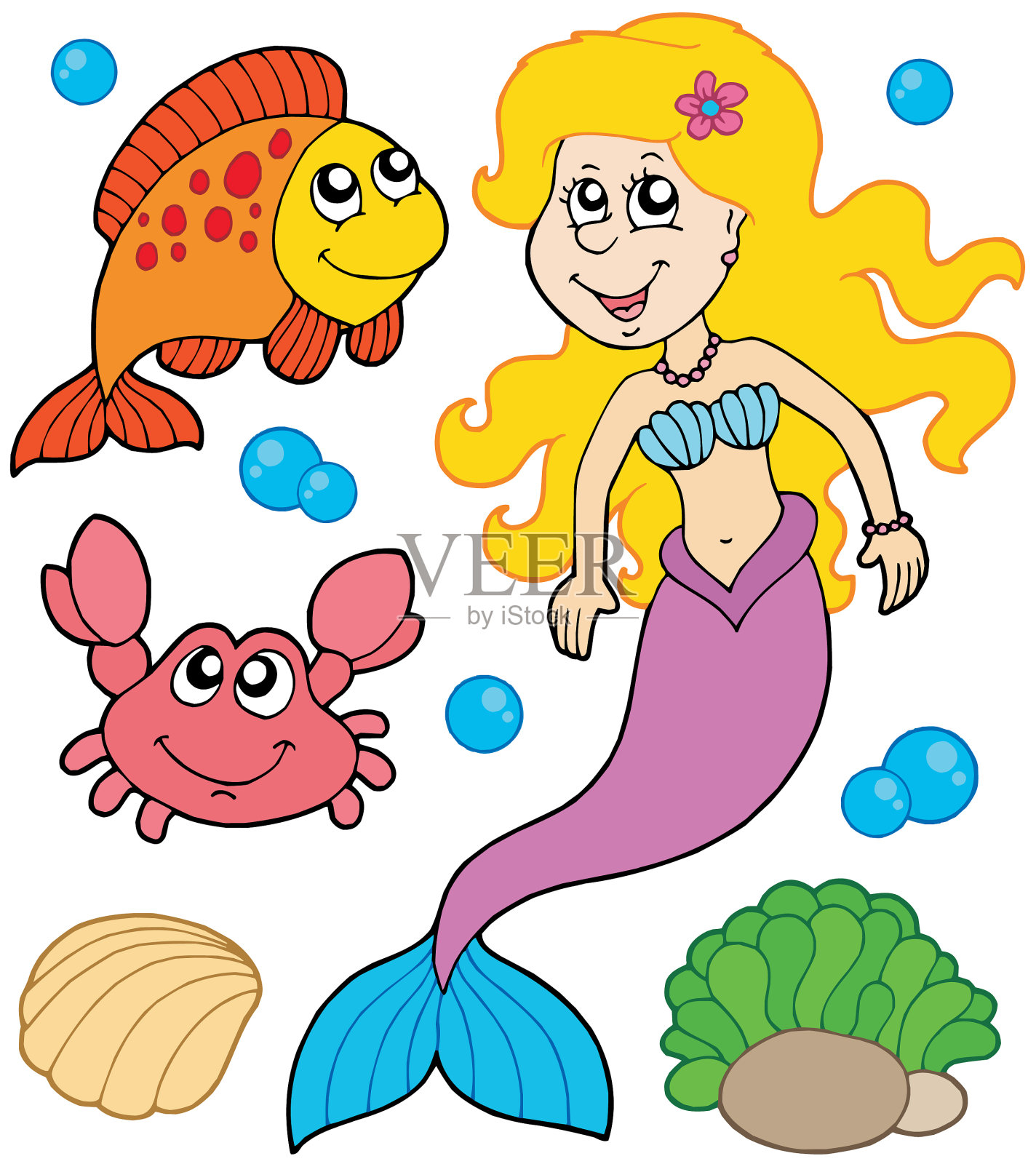 美人鱼集合插画图片素材
