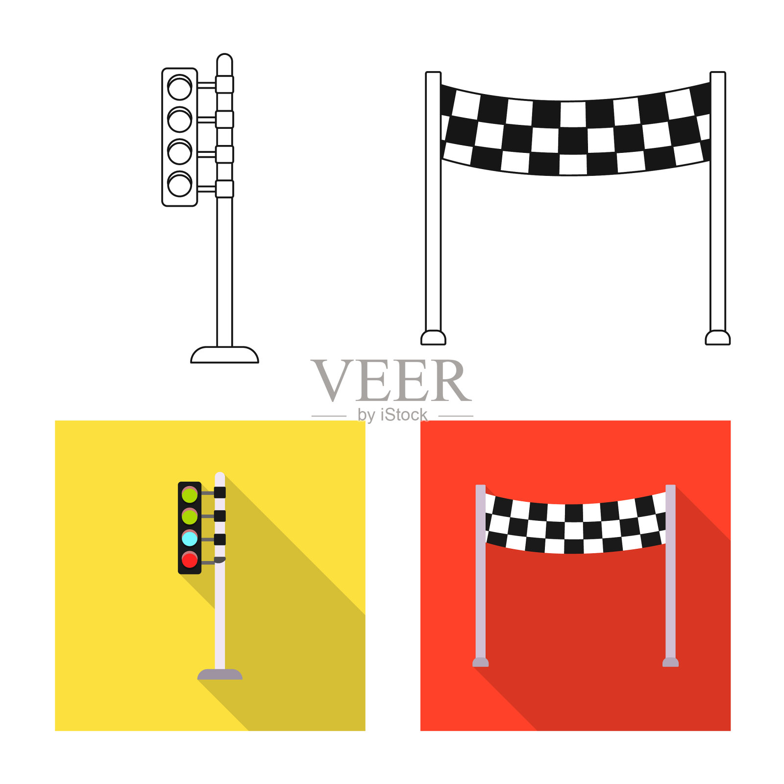 汽车和拉力赛图标收集的孤立对象图标素材
