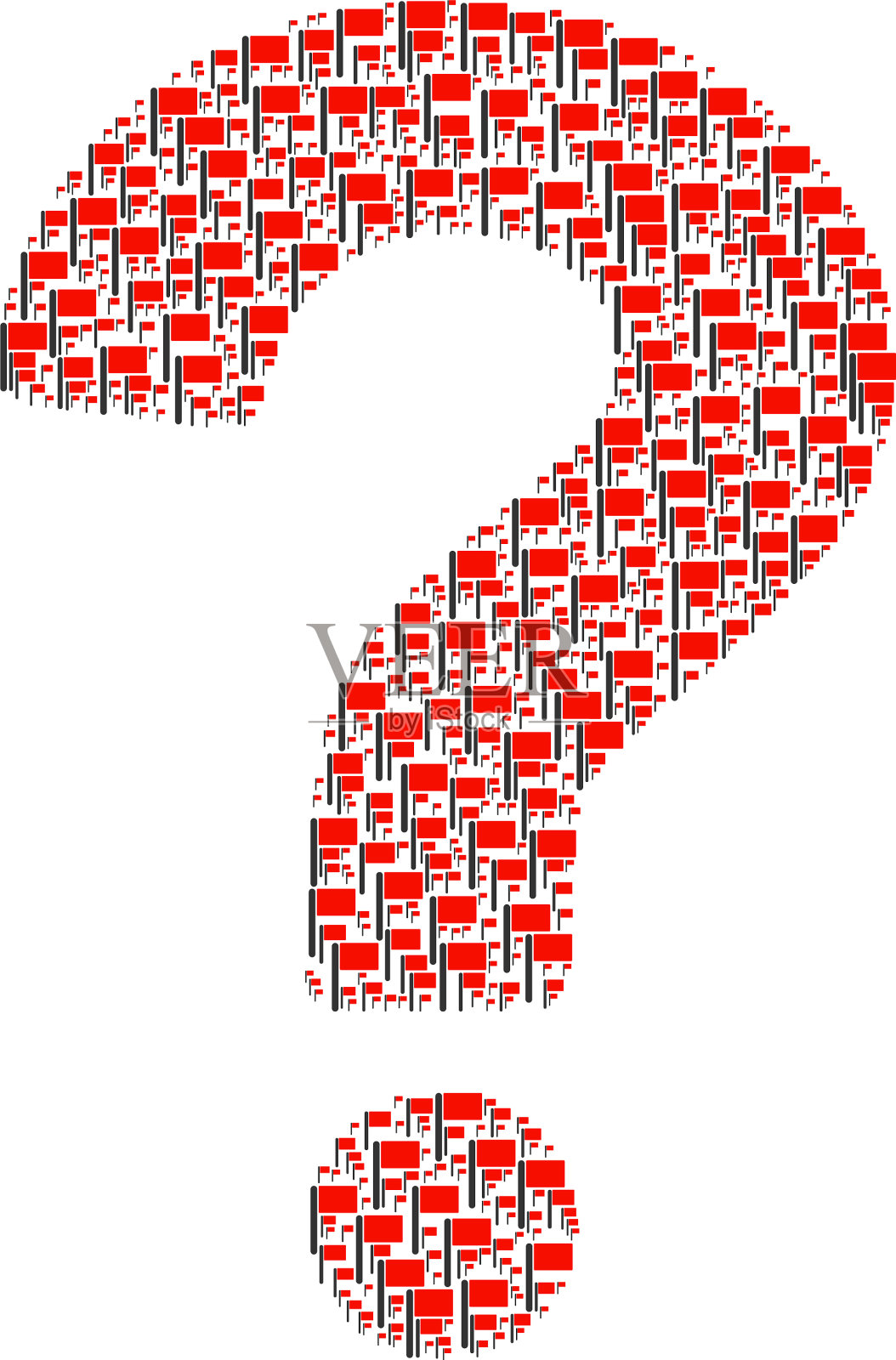 帮助旗帜图标马赛克插画图片素材