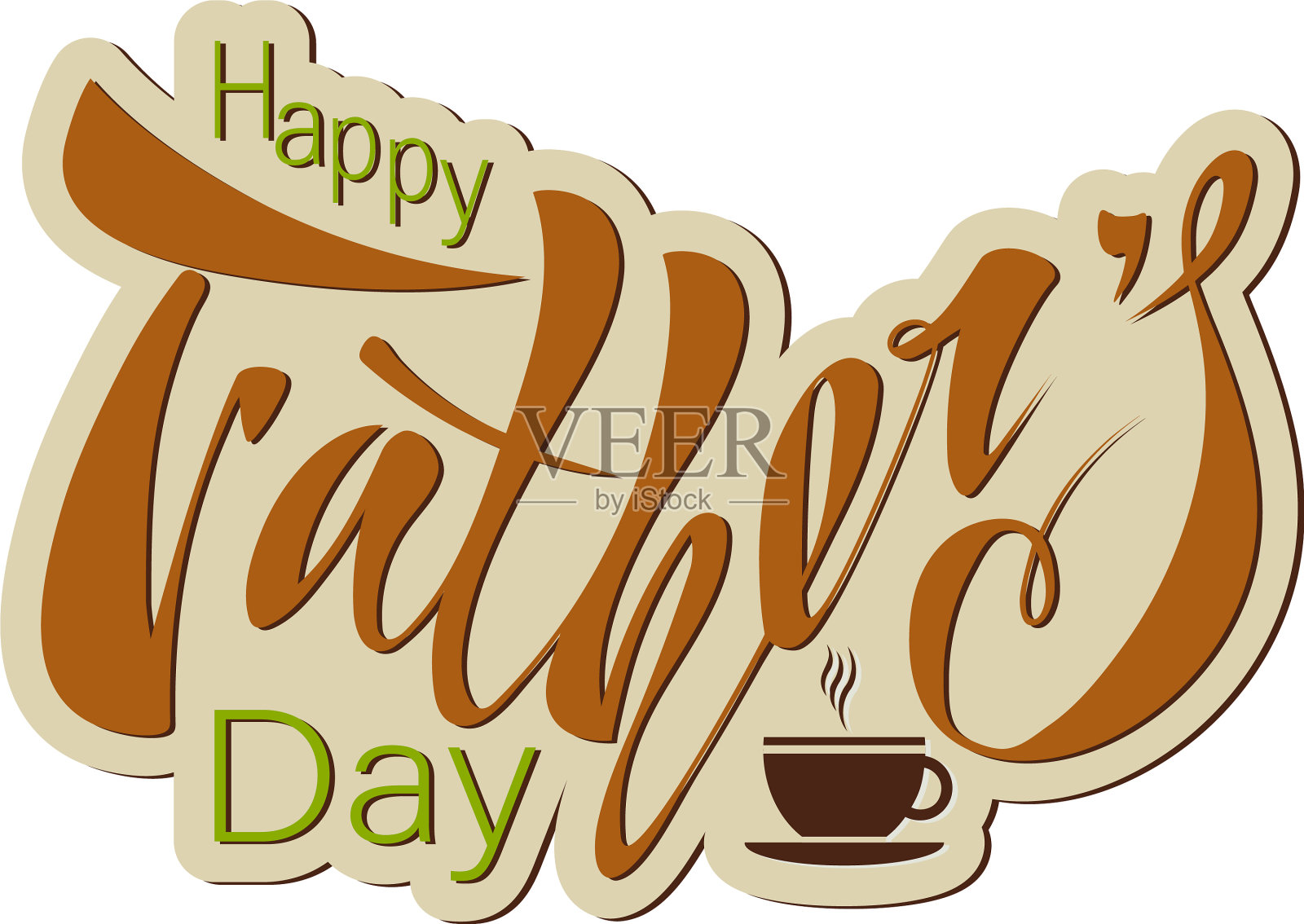 漂亮的手写文字祝父亲节快乐插画图片素材