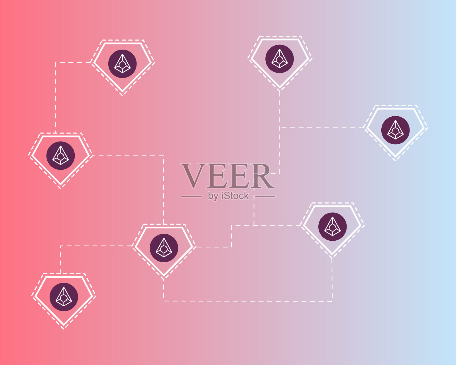 区块链预示着加密货币连接的概念插画图片素材