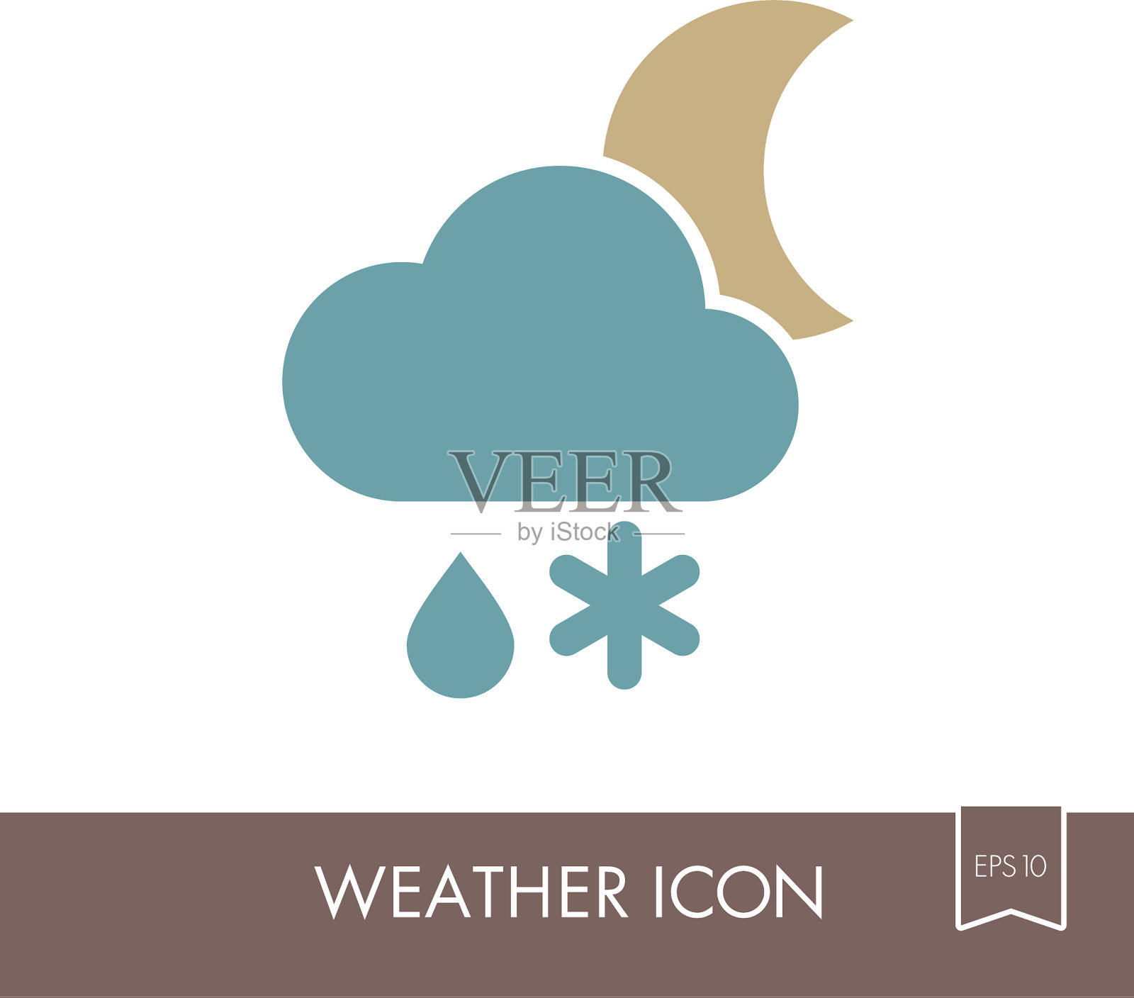 云，雪，雨，月亮标志天气图标素材