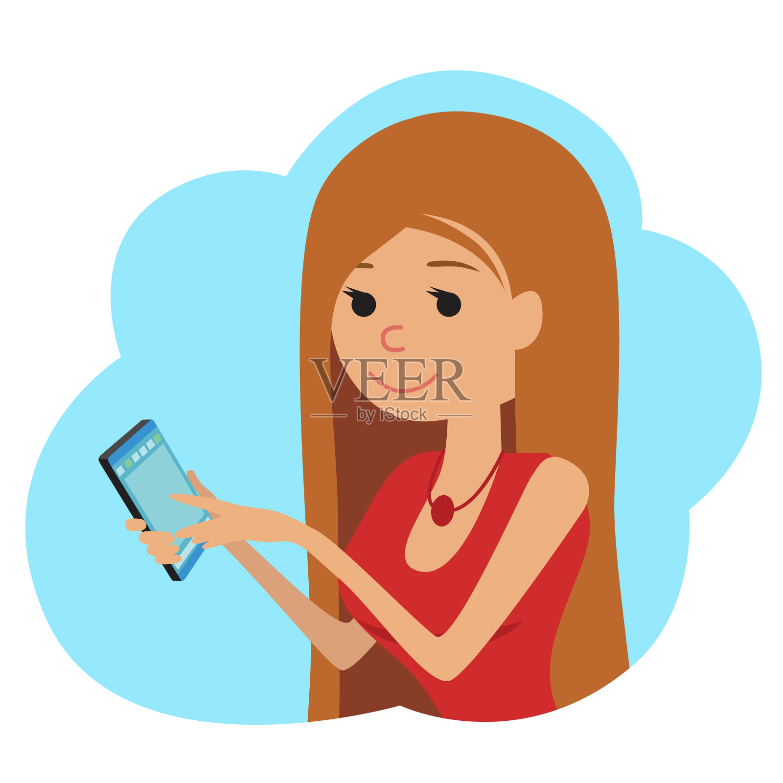 在平面风格图标女孩与插画图片素材