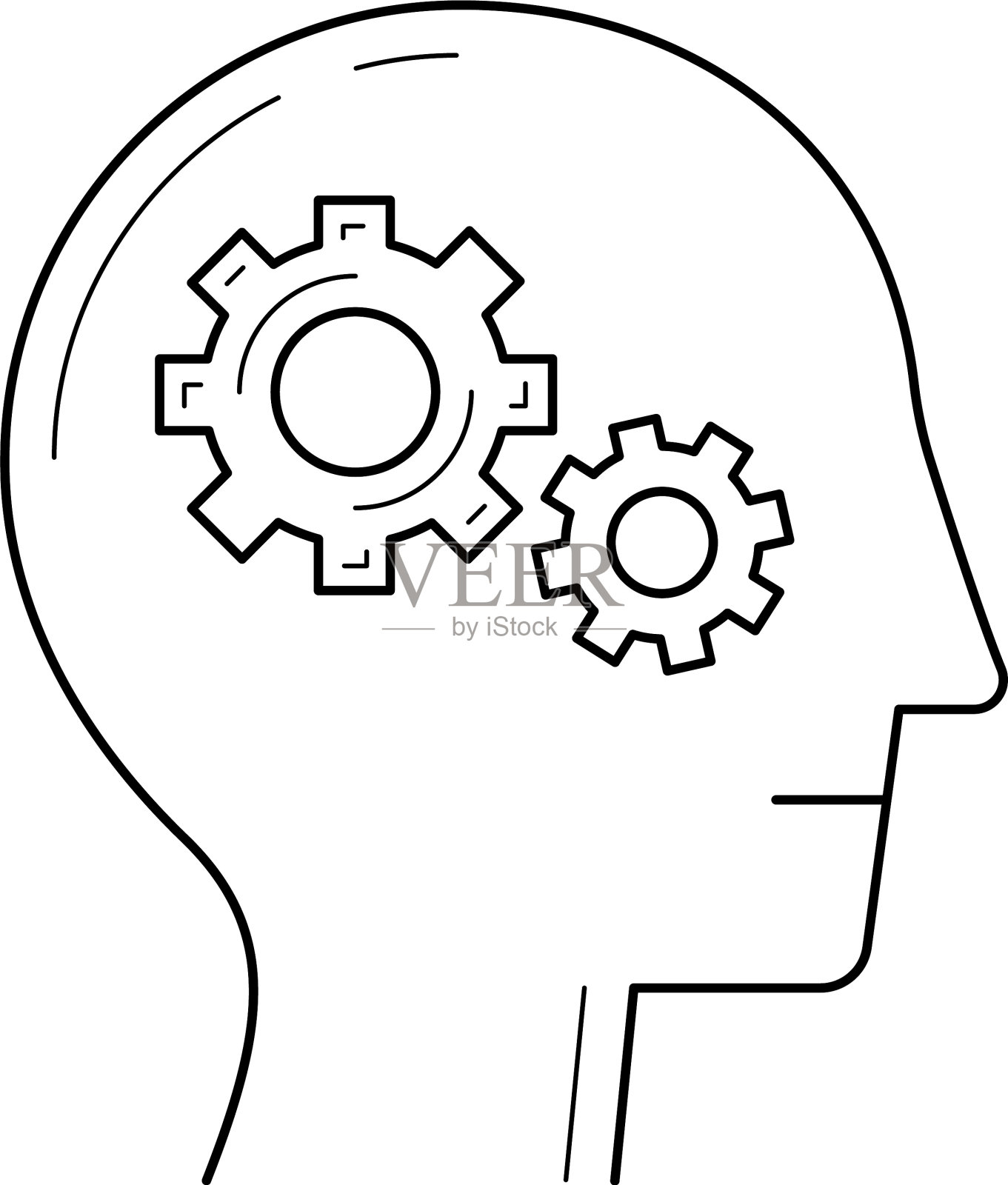 脑与齿轮线图标设计元素图片