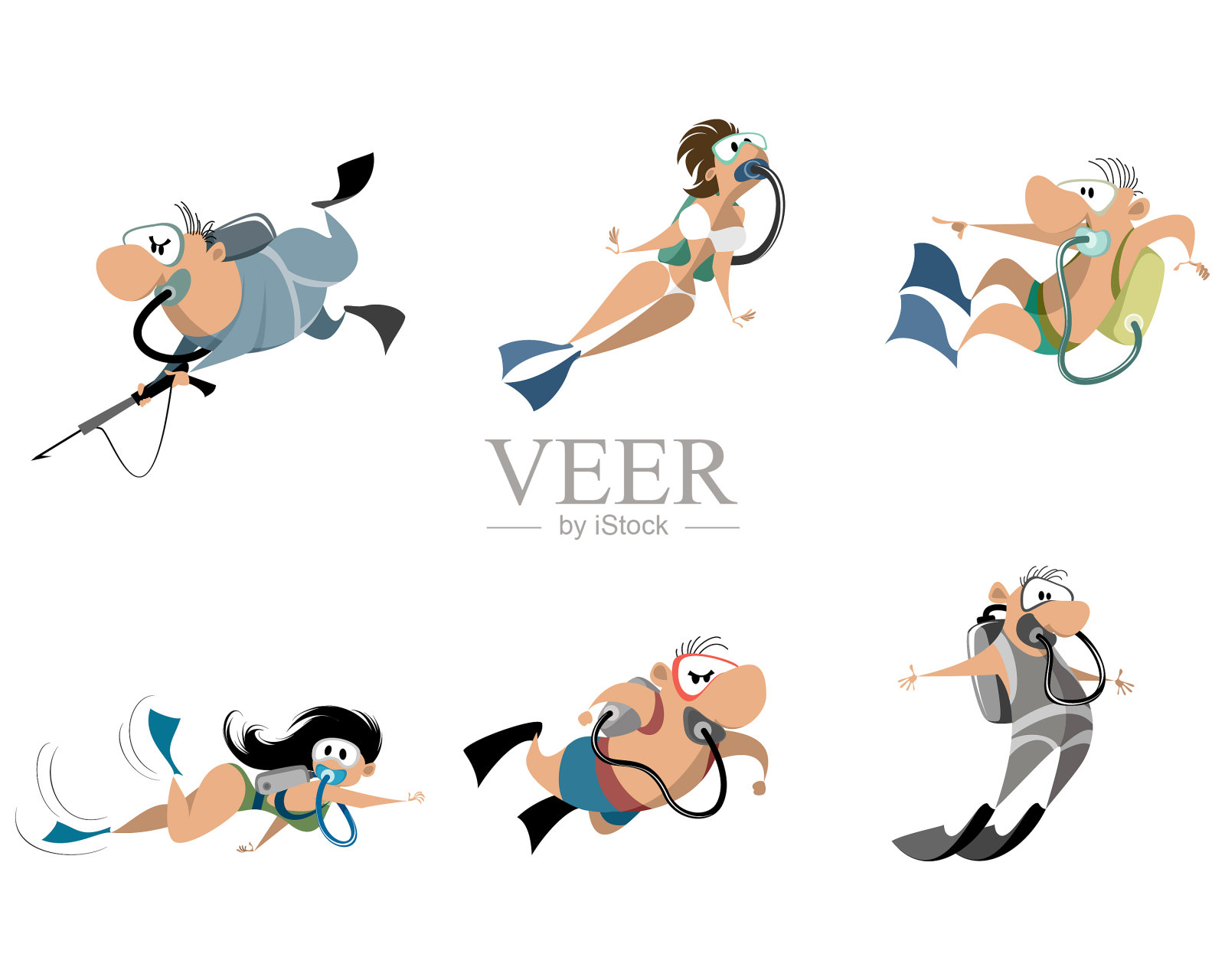 水肺潜水员套装插画图片素材