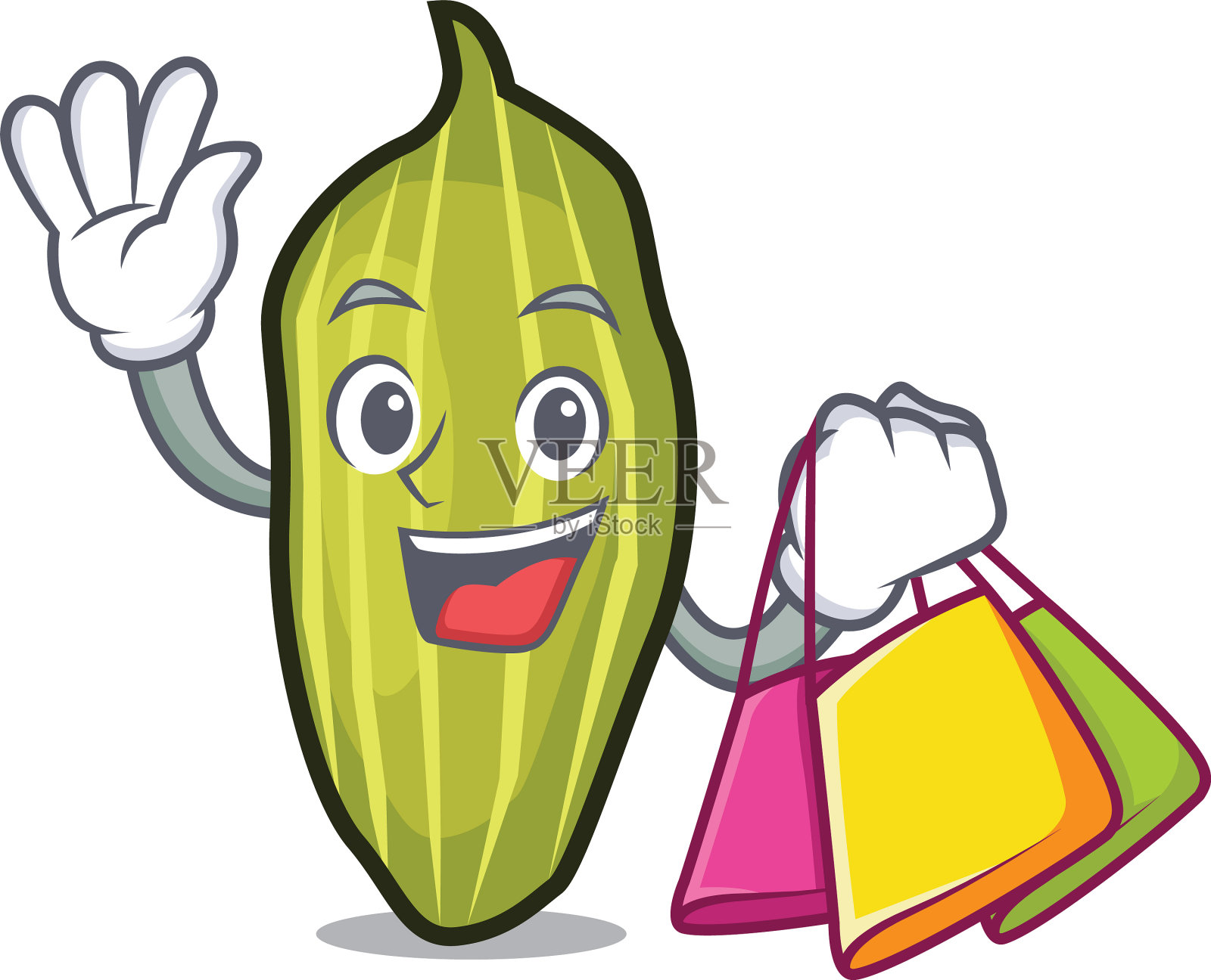 购物豆蔻卡通人物风格设计元素图片