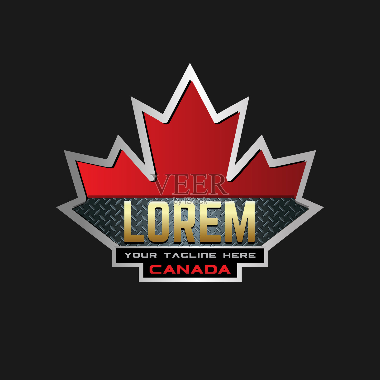 金属秋标志概念插画图片素材